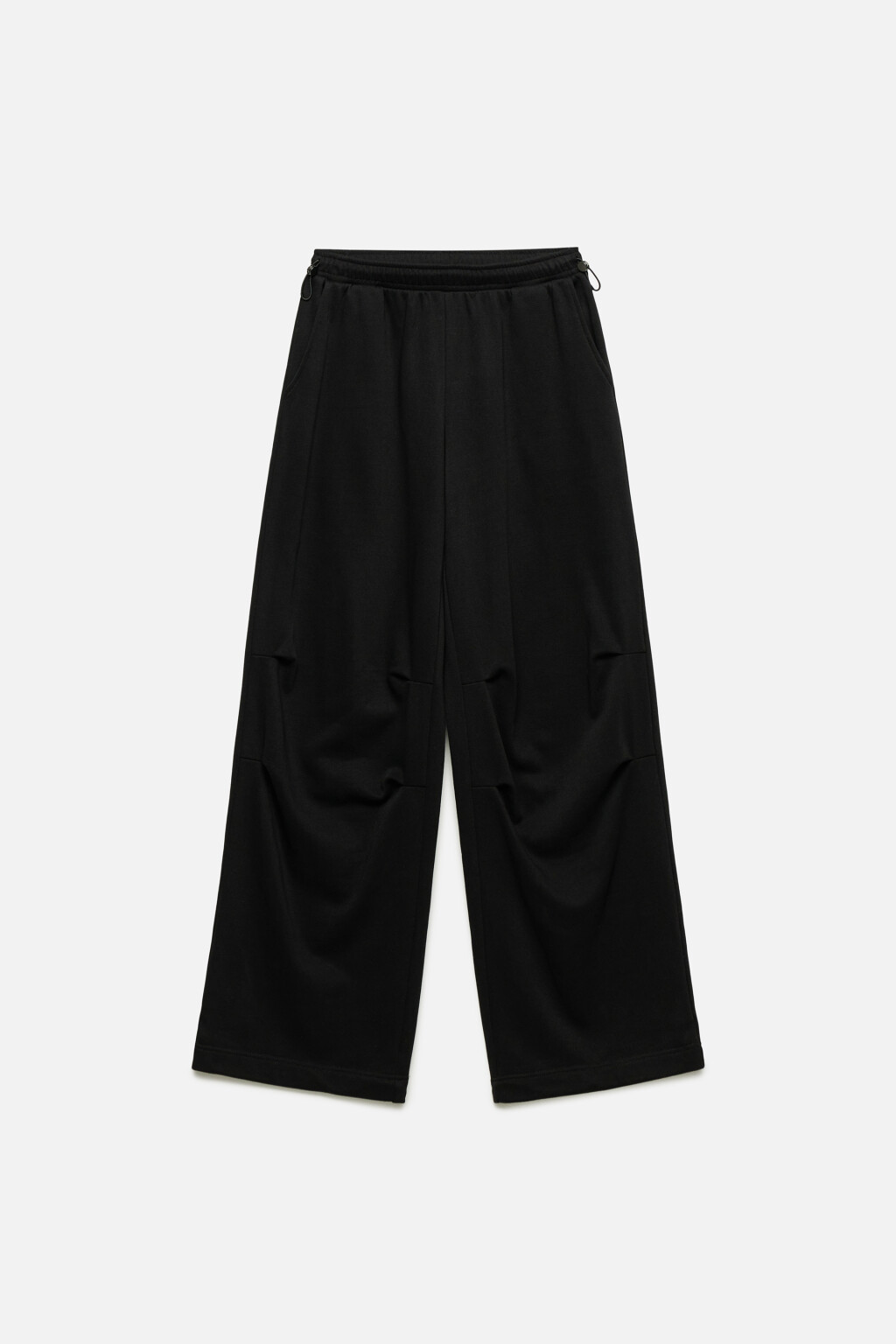 Брюки трикотажные с утяжками на поясе - цвет черный - 7