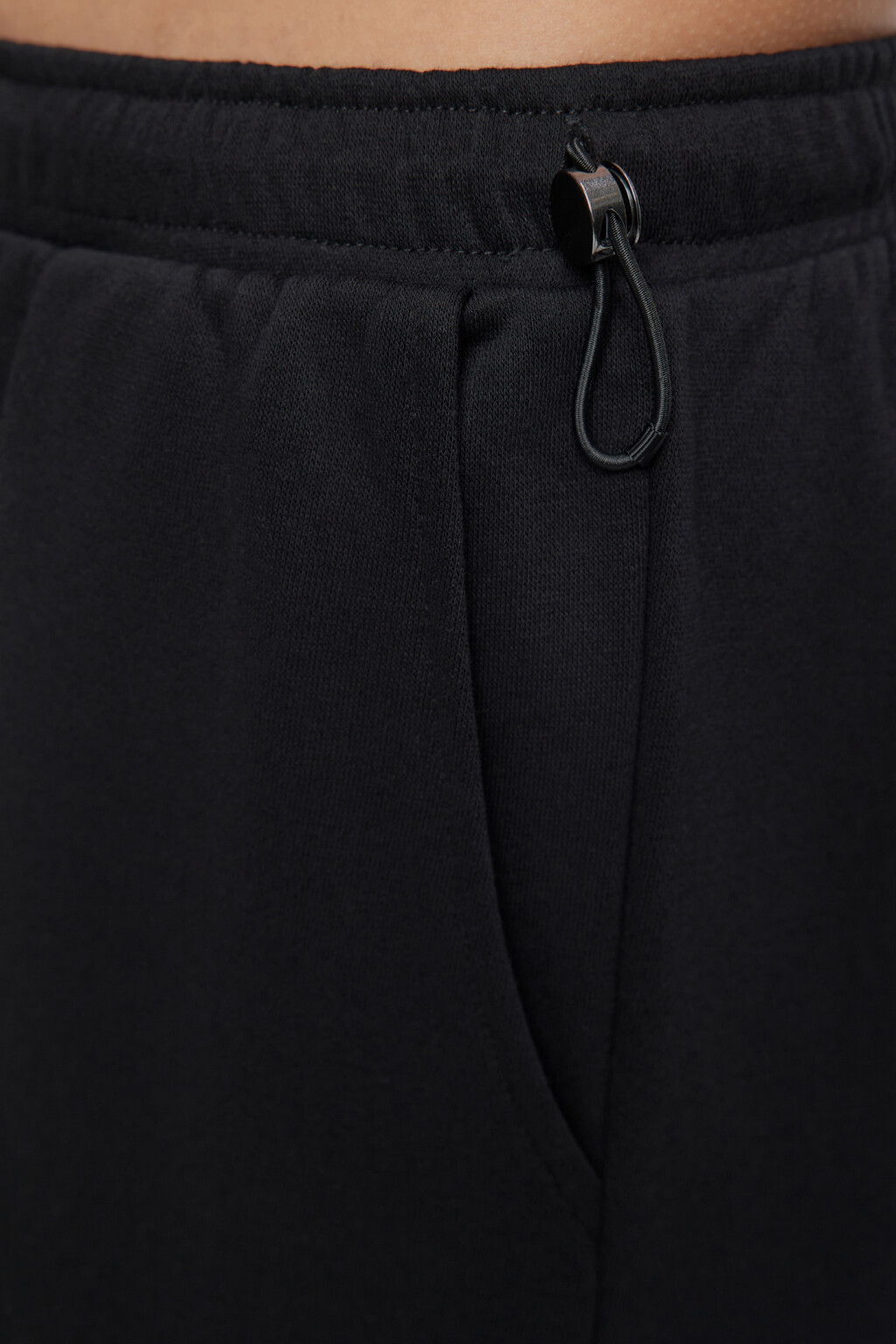 Брюки трикотажные с утяжками на поясе - цвет черный - 5