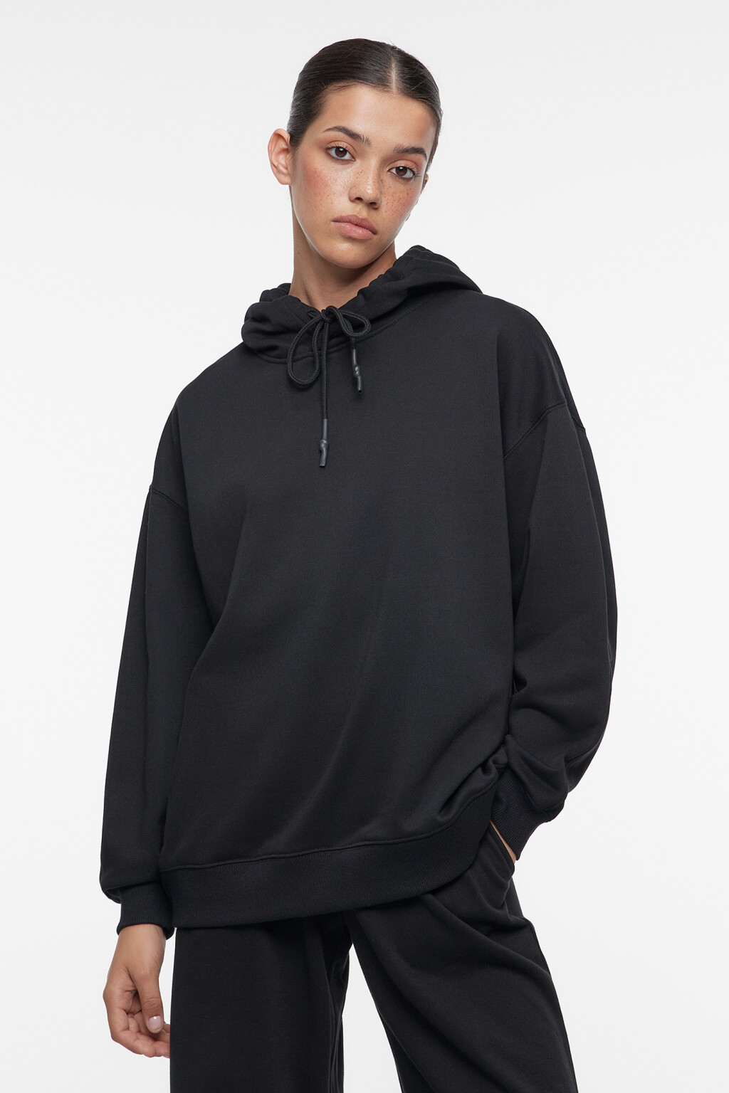 Худи oversize утепленная с начесом и капюшоном - цвет черный - 2