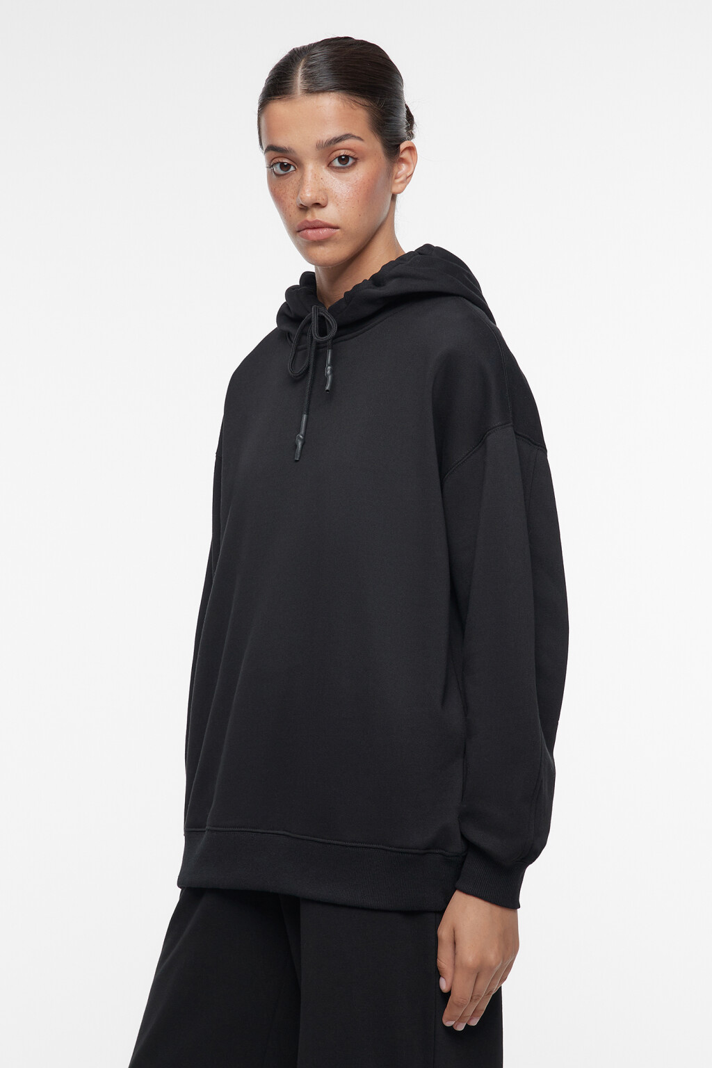 Худи oversize утепленная с начесом и капюшоном - цвет черный - 3