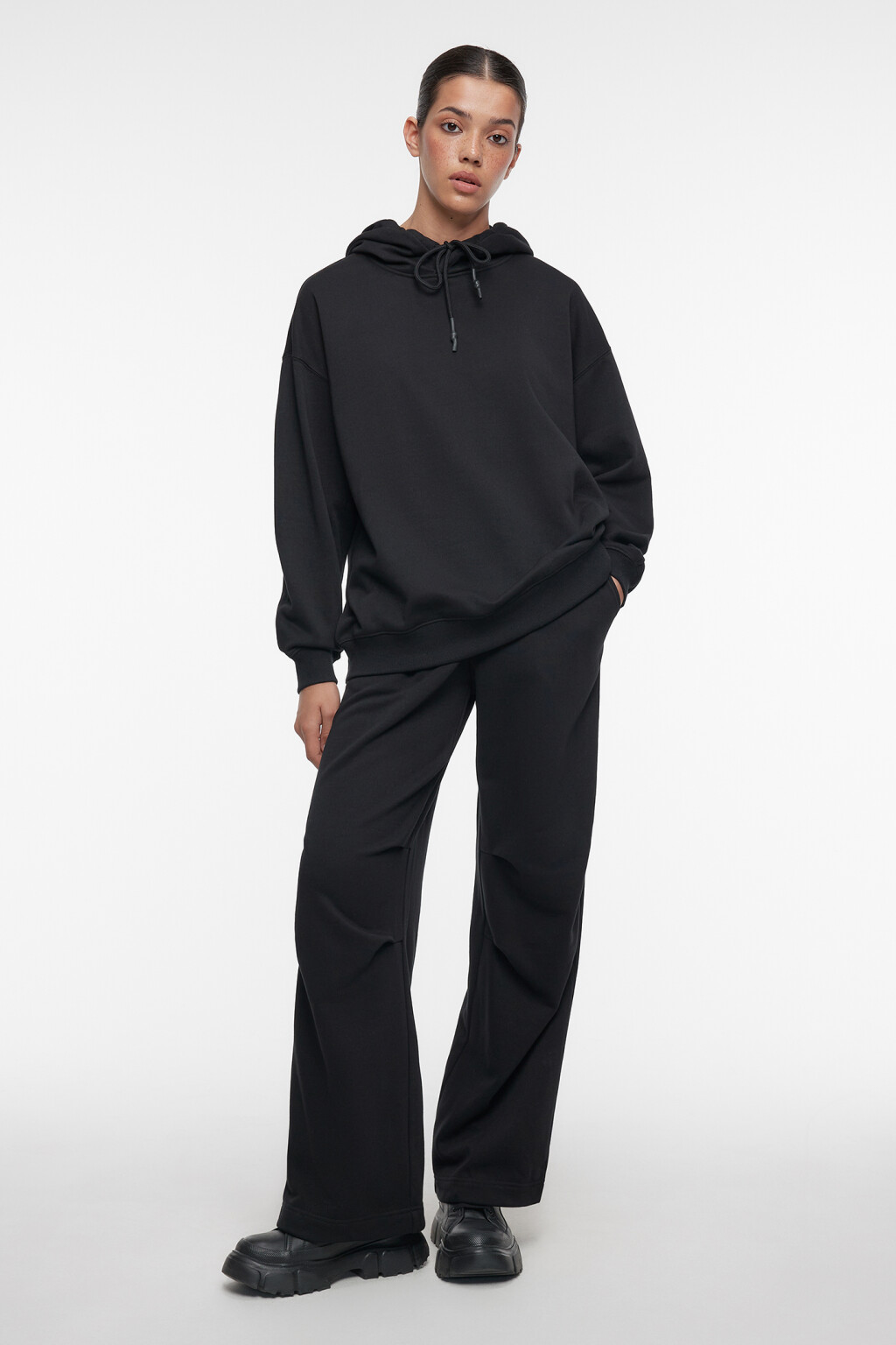 Худи oversize утепленная с начесом и капюшоном - цвет черный - 1