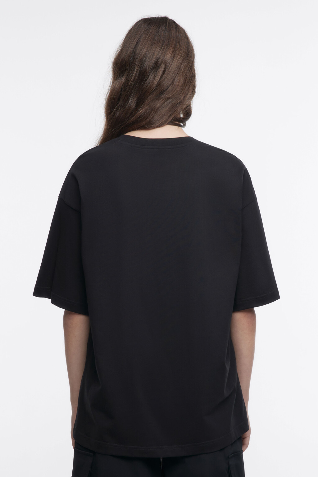 Футболка oversize с принтом и надписями - цвет черный - 4