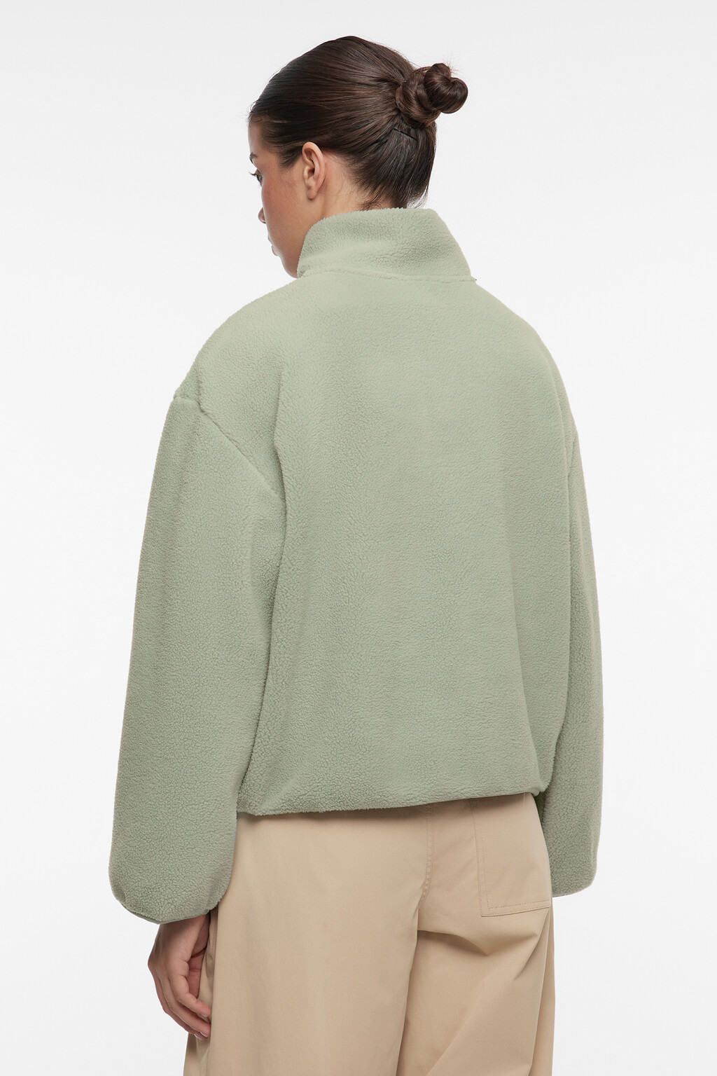 Толстовка oversize из флиса с воротником на молнии - цвет серый - 4