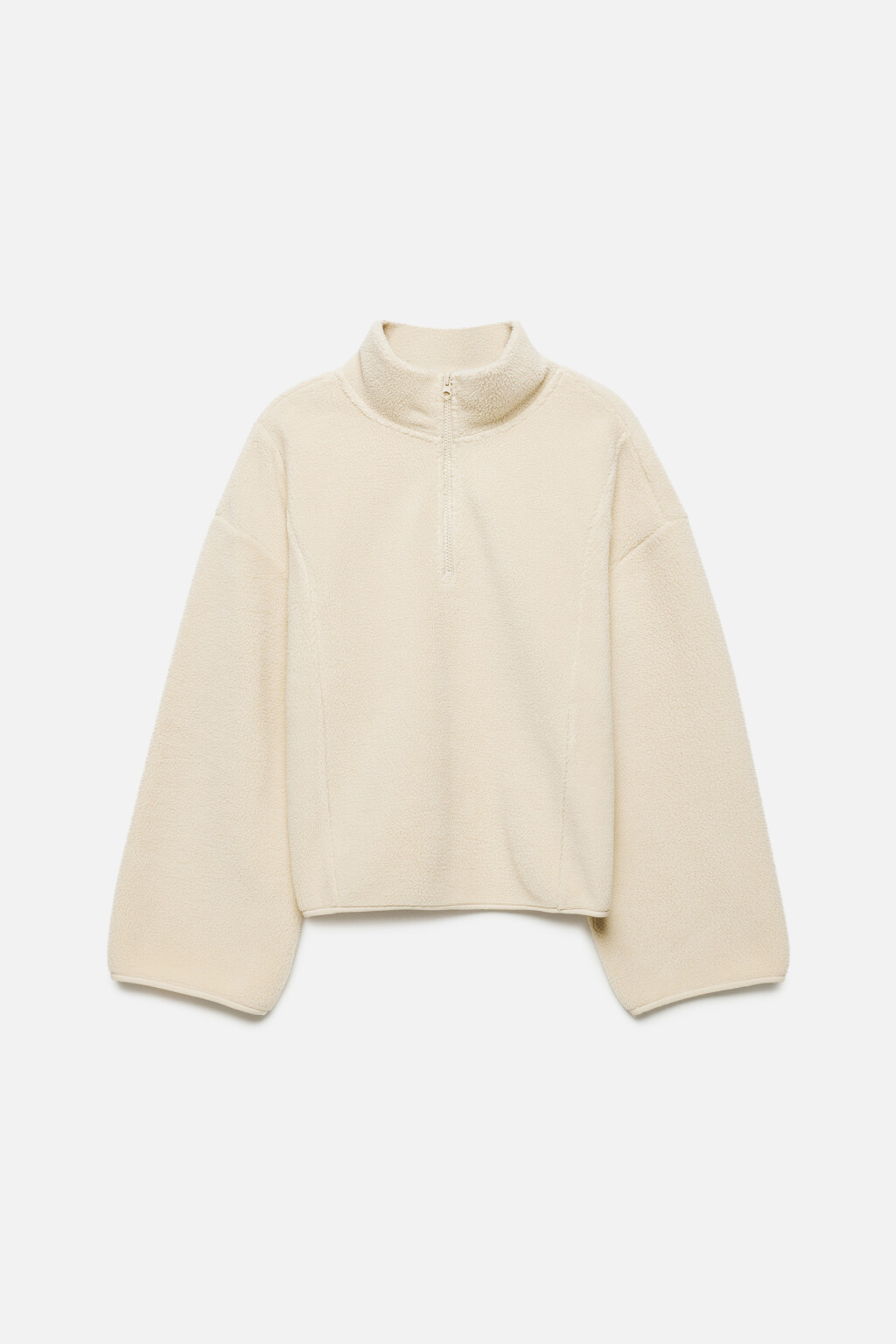 Толстовка oversize из флиса с воротником на молнии - цвет бежевый - 7
