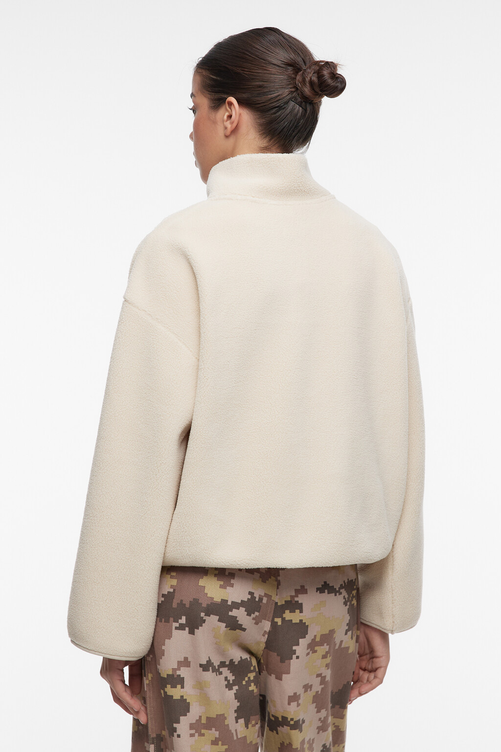 Толстовка oversize из флиса с воротником на молнии - цвет бежевый - 3