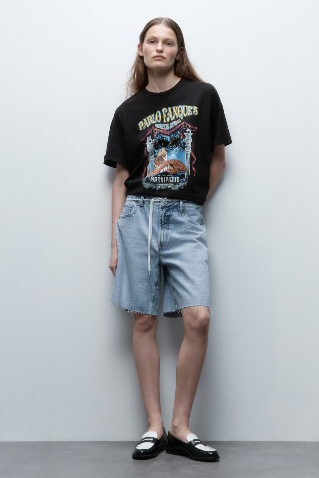 Футболка oversize хлопковая с принтом-надписью - цвет черный - 5