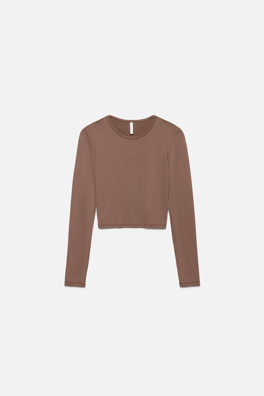 Лонгслив облегающий укороченный с круглым вырезом - цвет бежевый - 7