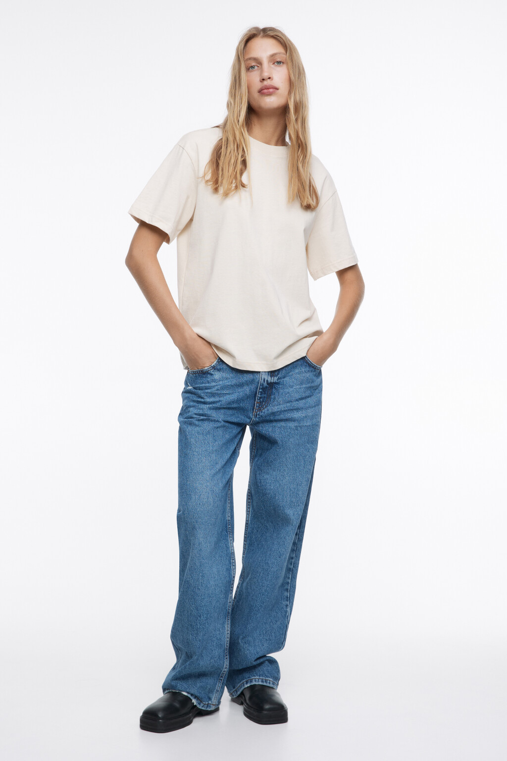 Футболка oversize хлопковая базовая - цвет бежевый - 1