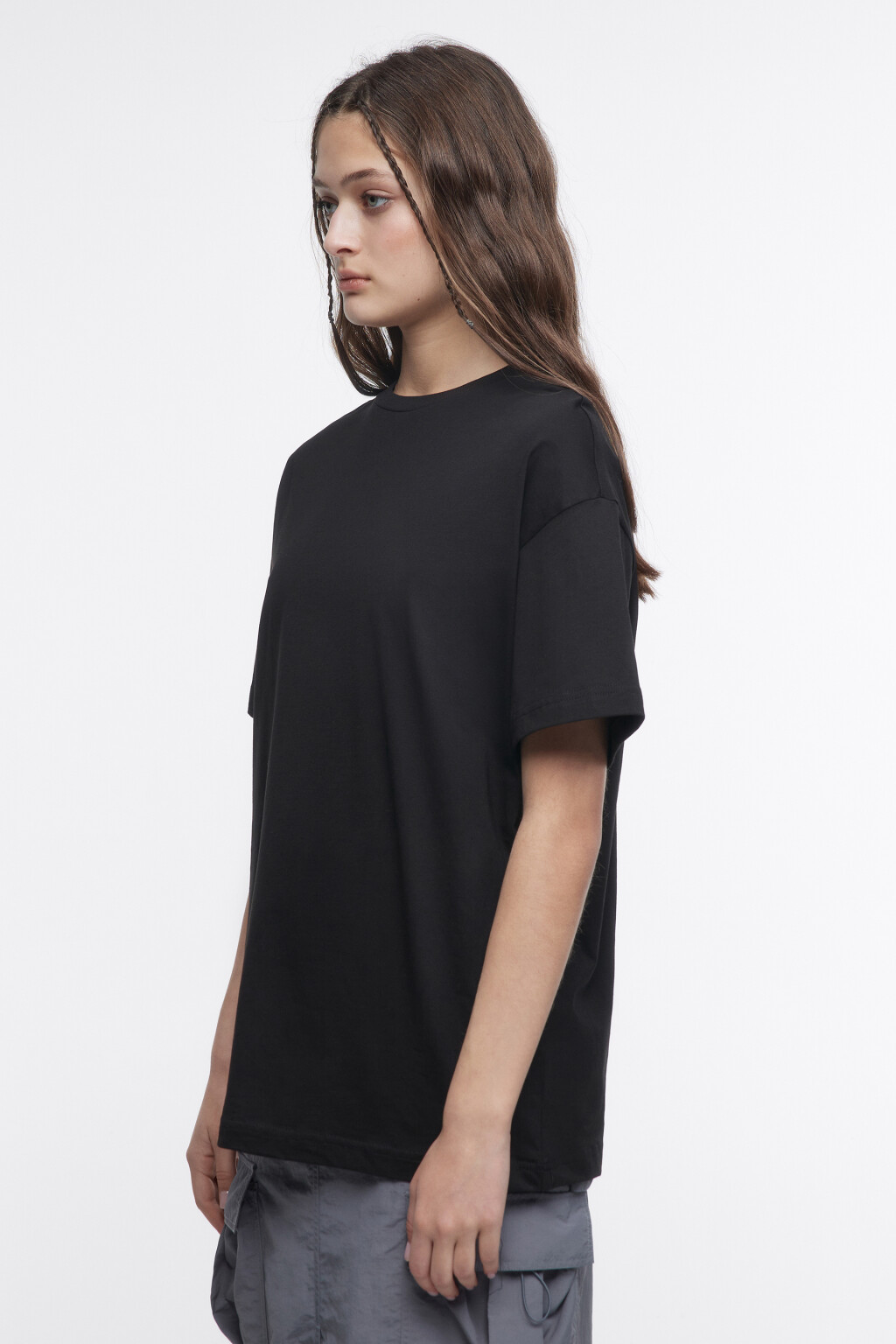 Футболка oversize хлопковая однотонная - цвет черный - 4