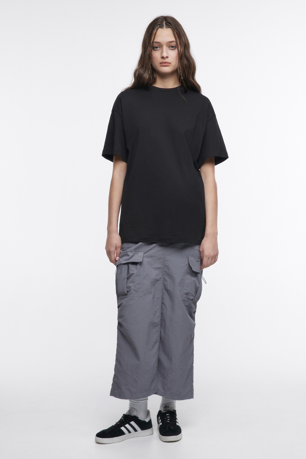 Футболка oversize хлопковая однотонная - цвет черный - 1