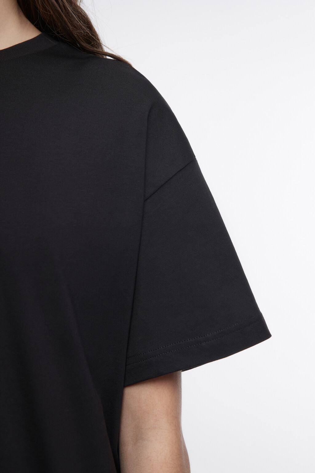 Футболка oversize хлопковая однотонная - цвет черный - 6