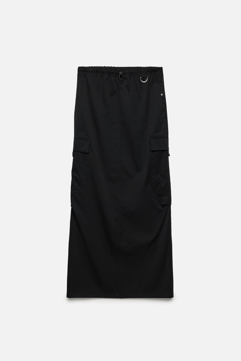 Юбка-парашют миди с карманами карго и разрезом сзади - цвет черный - 8