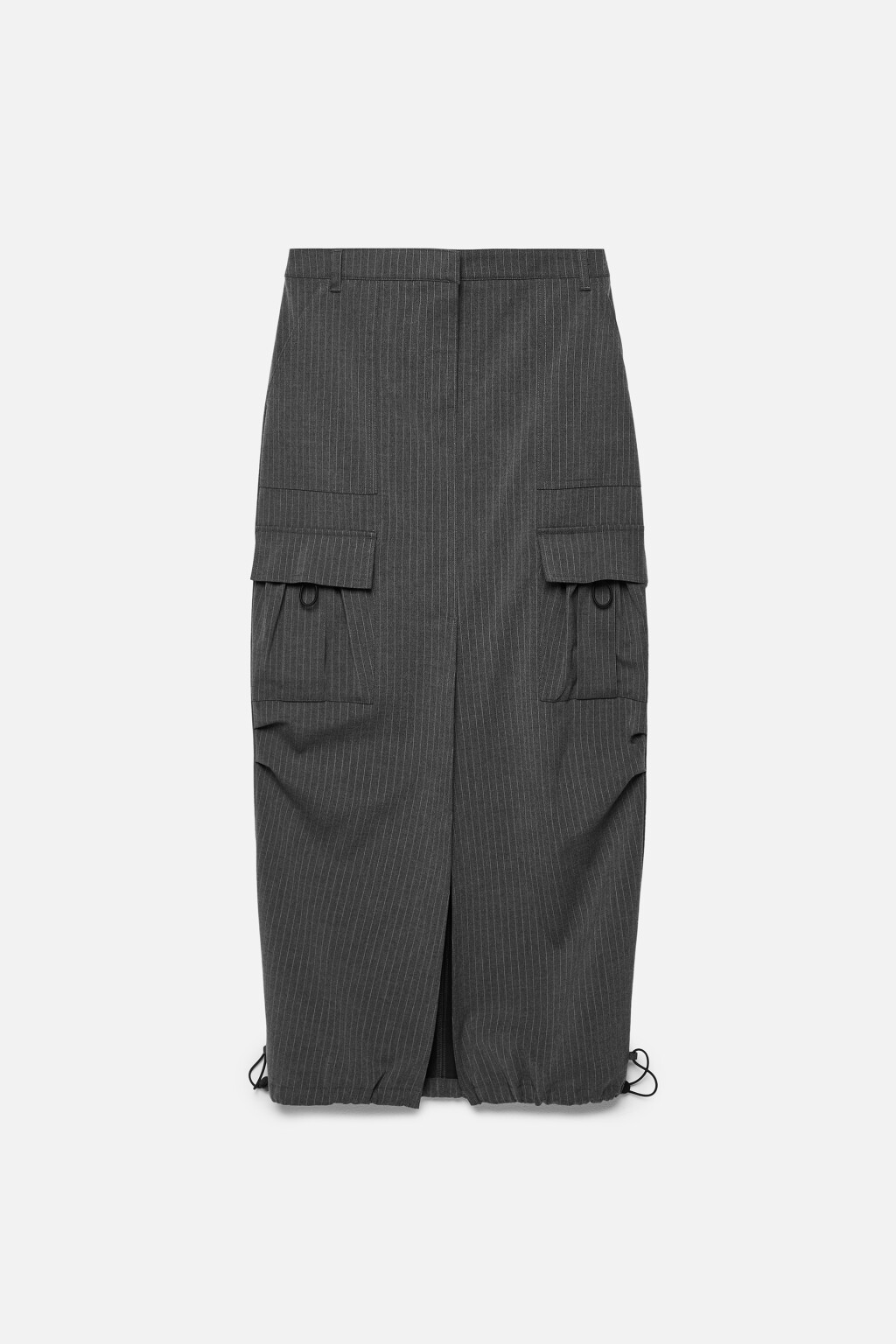 Юбка макси прямая с разрезом и накладными карманами - цвет серый - 8