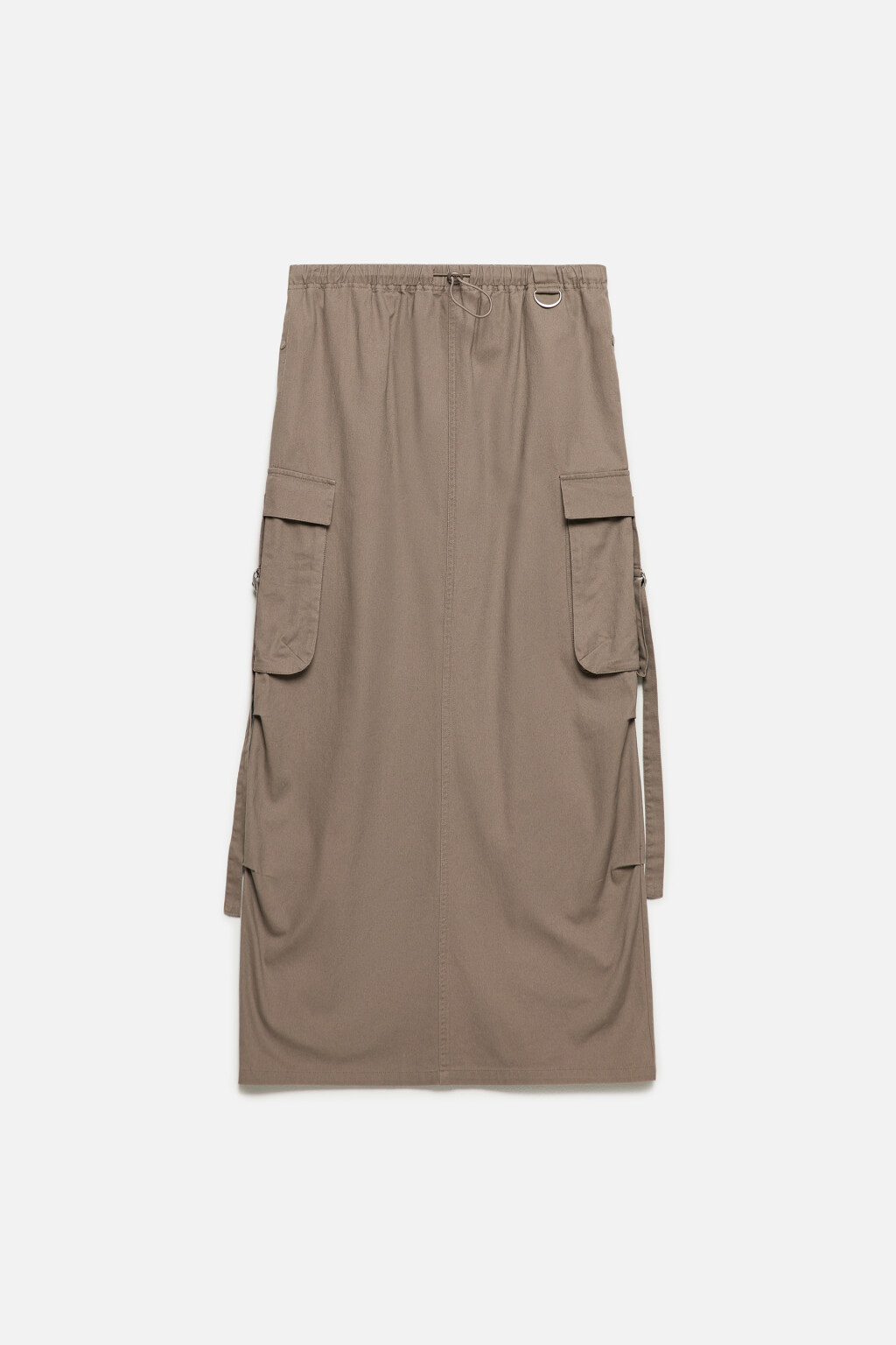 Юбка-парашют макси с карманами карго и разрезом - цвет серый - 8