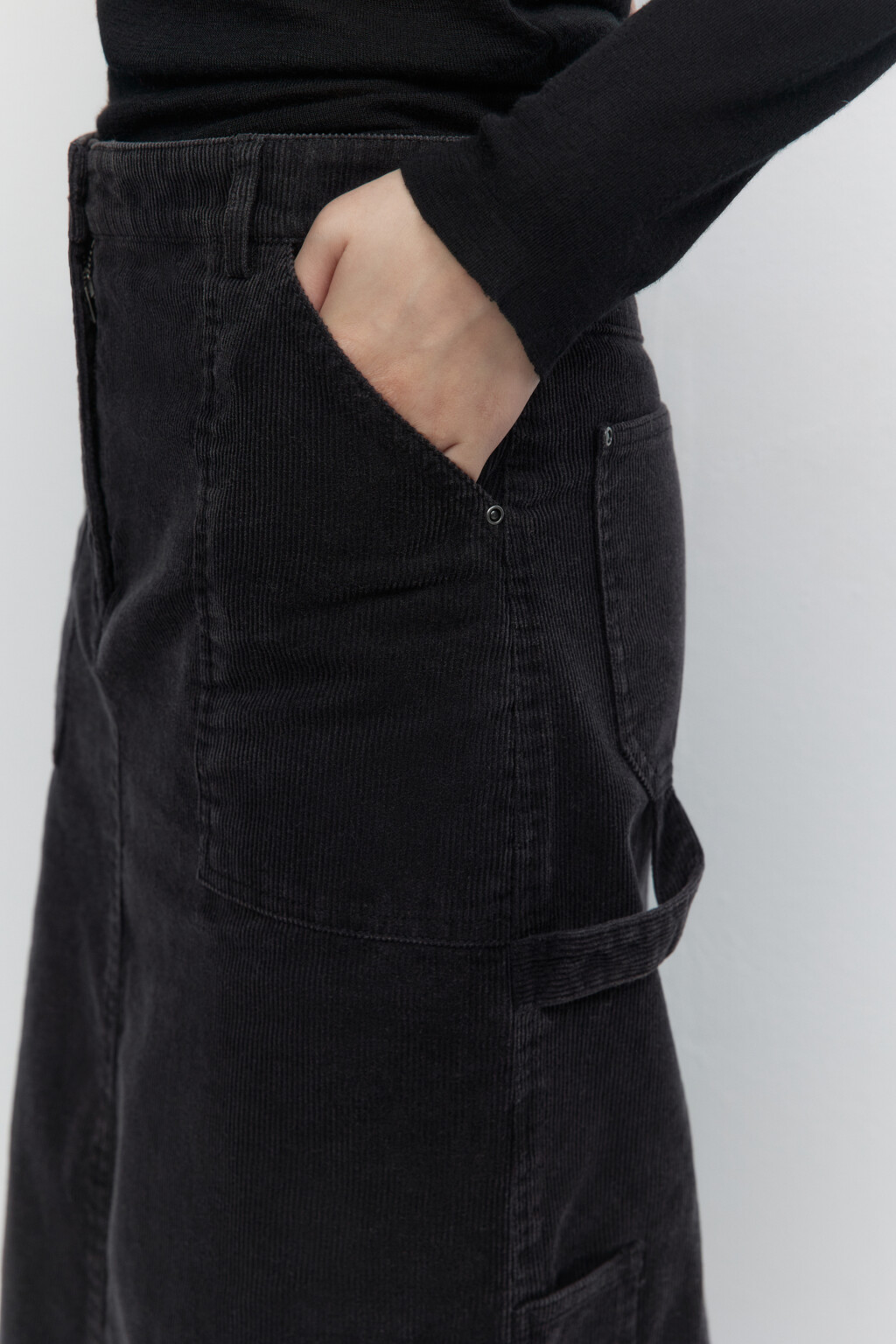 Юбка-парашют миди с карманами карго - цвет серый - 6