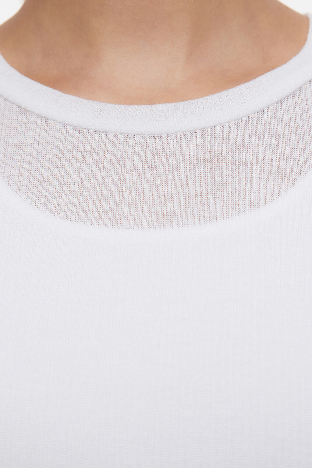 Лонгслив облегающий тонкий с подкладкой-топом - цвет белый - 5