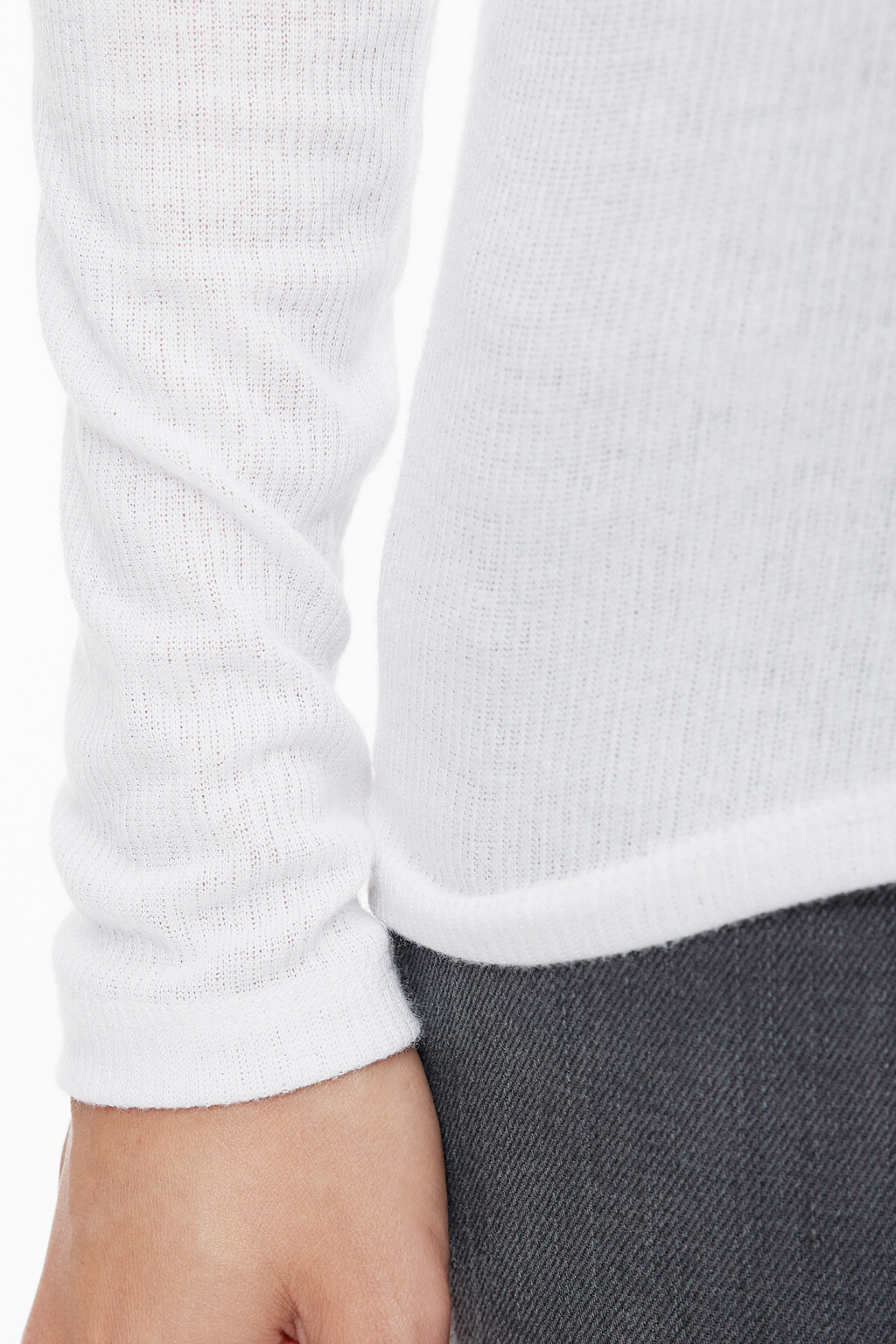 Лонгслив облегающий тонкий с подкладкой-топом - цвет белый - 6