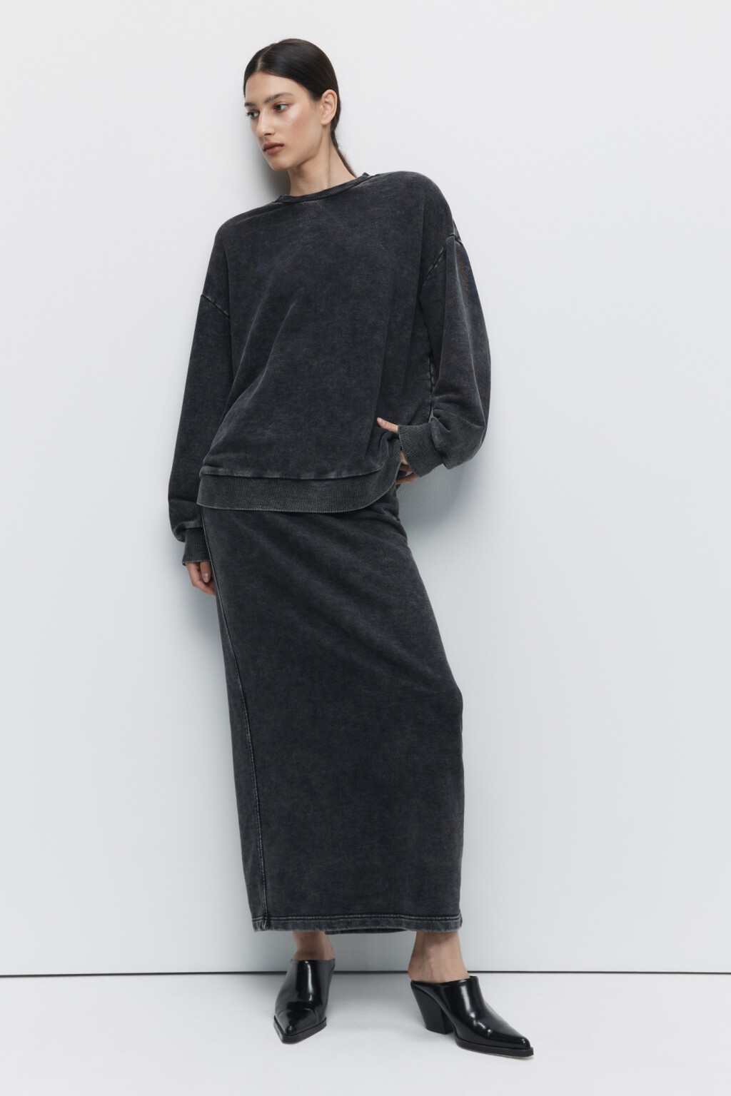 Свитшот oversize хлопковый с вареным эффектом - цвет серый - 5