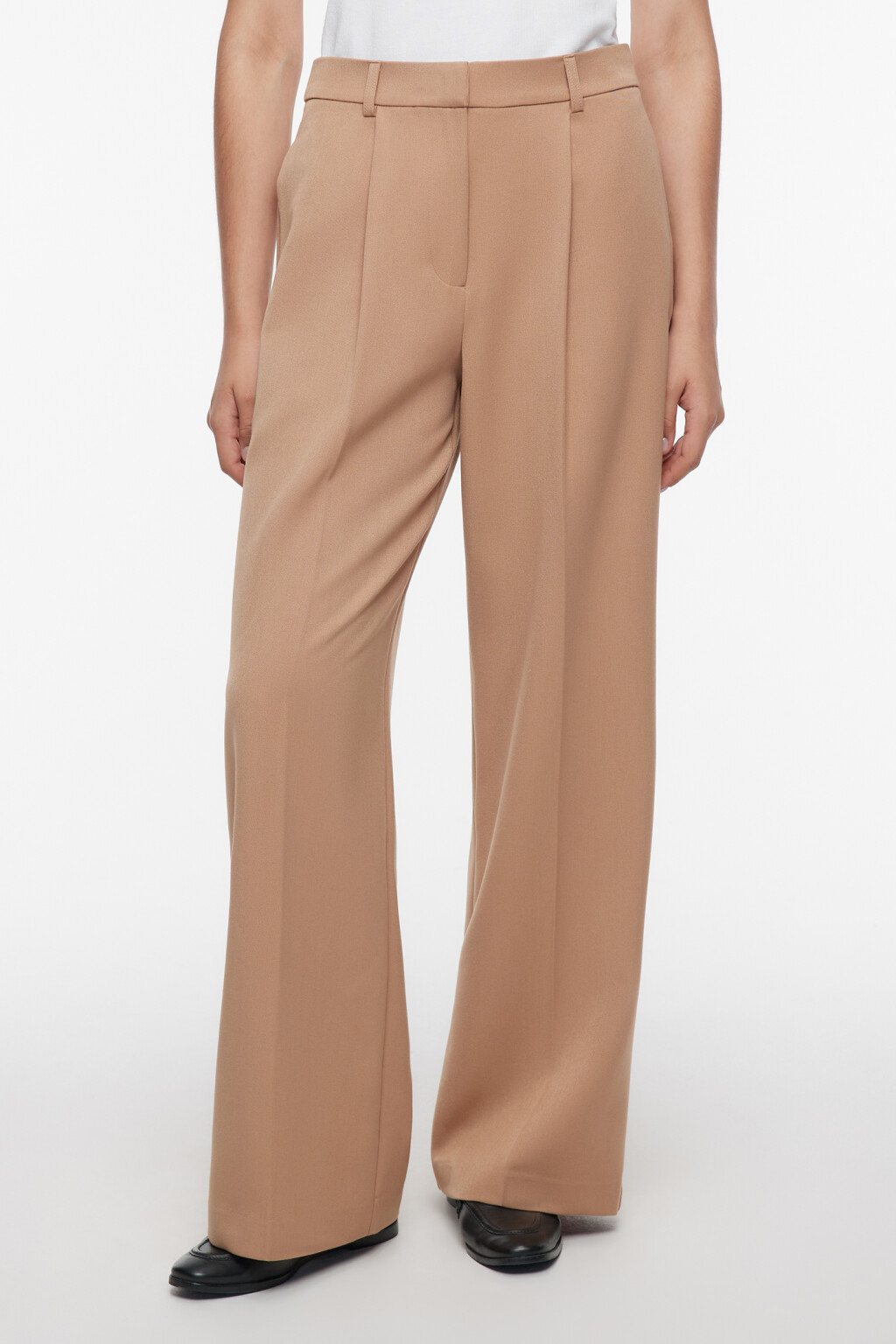 Брюки широкие костюмные с низкой посадкой - цвет коричневый - 2
