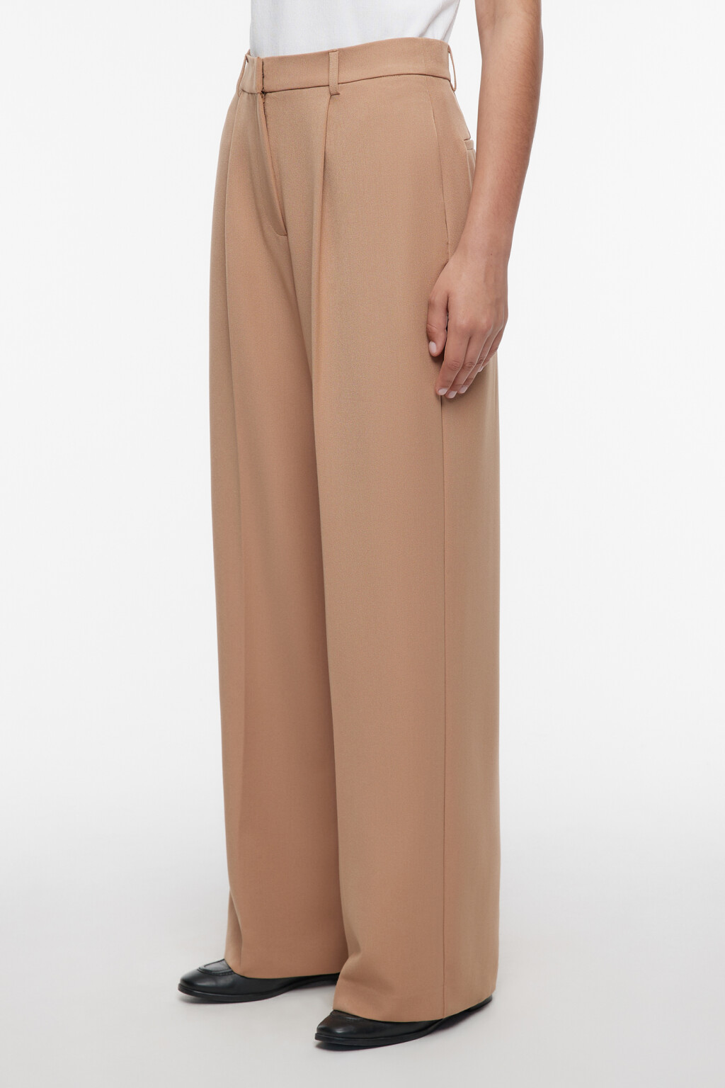 Брюки широкие костюмные с низкой посадкой - цвет коричневый - 3