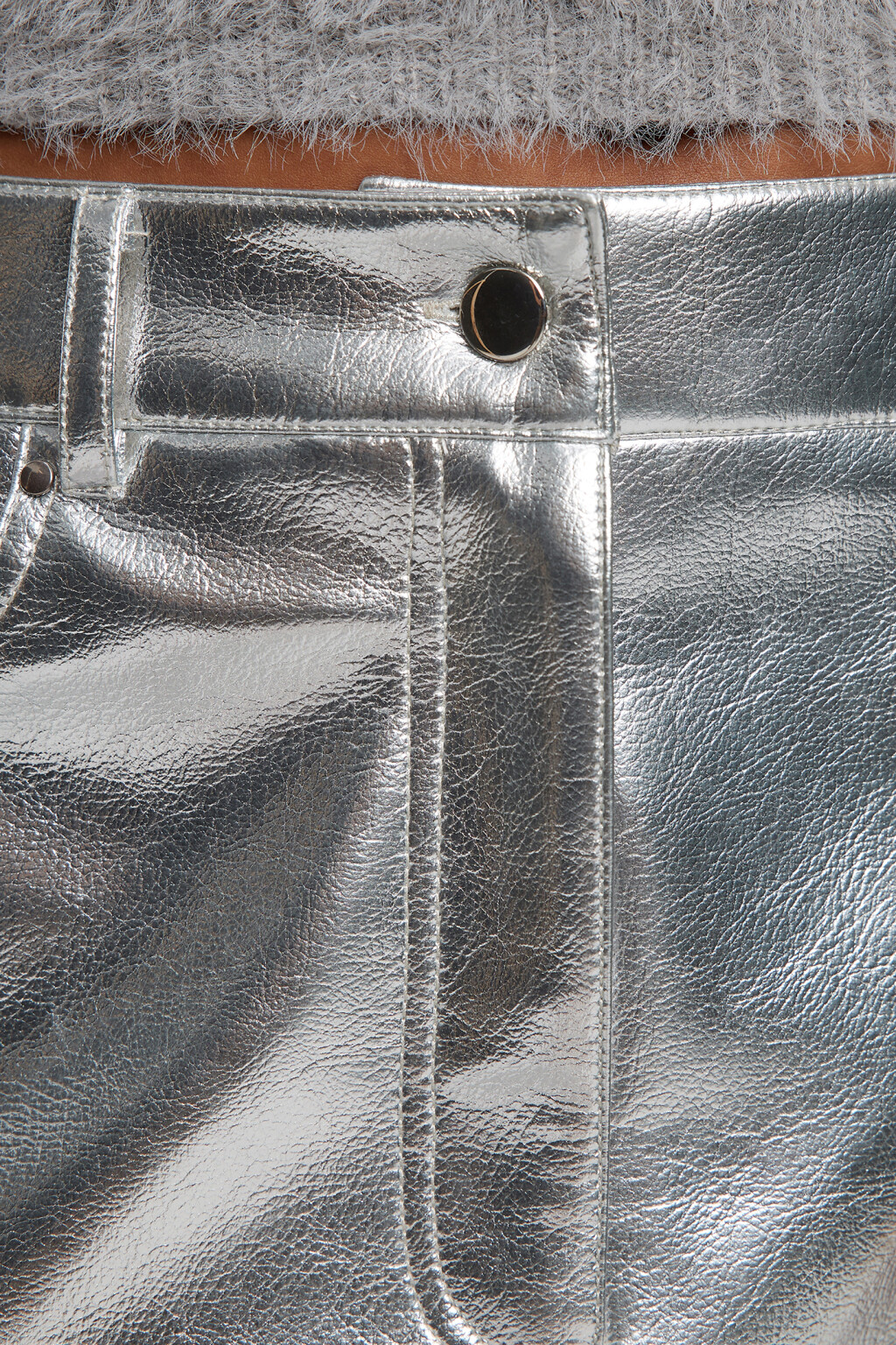 Юбка-трапеция мини с эффектом металлик - цвет серый - 6