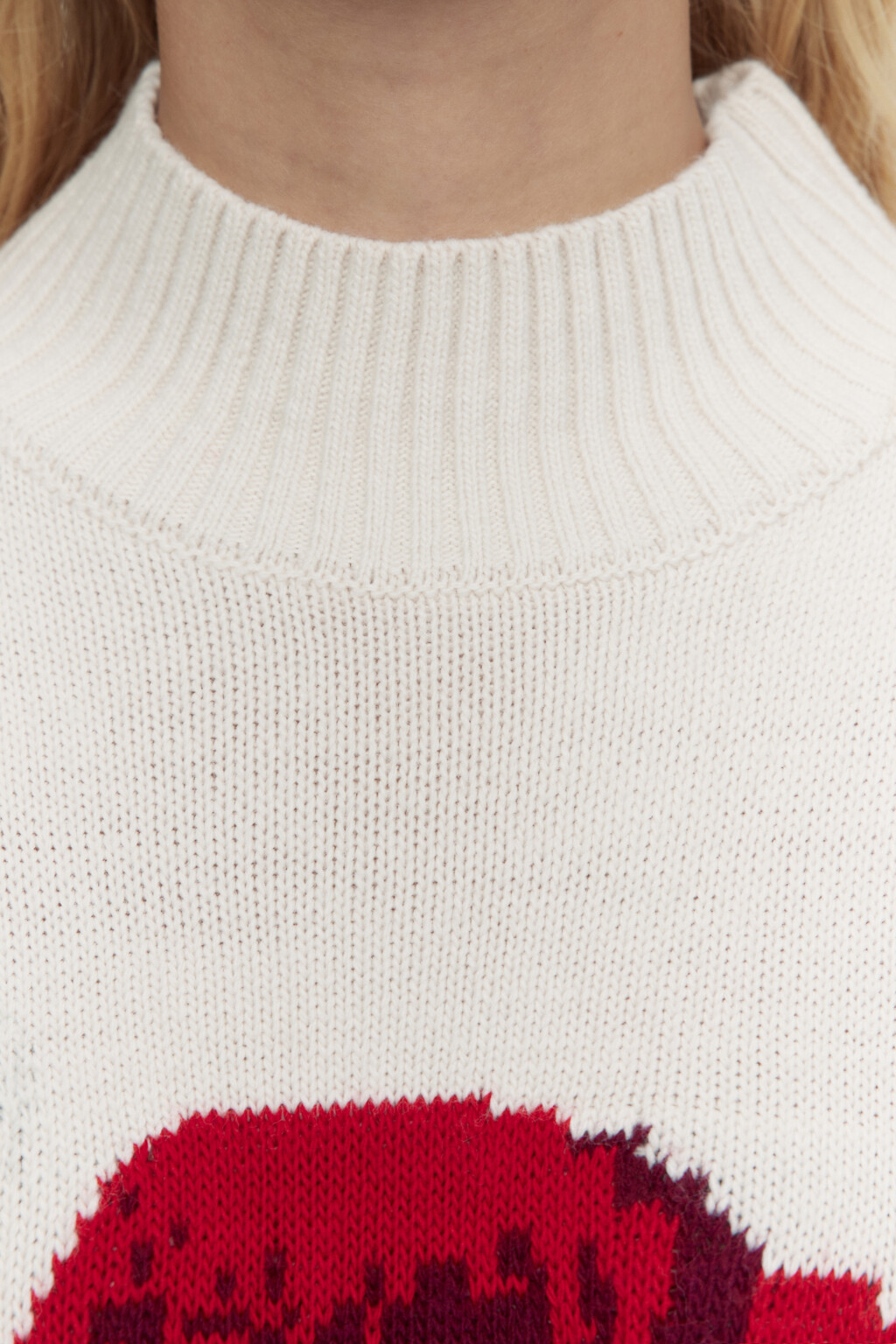 Свитер oversize вязаный с принтом-розой - цвет бежевый - 6