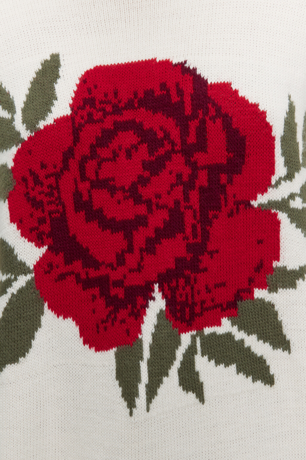 Свитер oversize вязаный с принтом-розой - цвет бежевый - 7