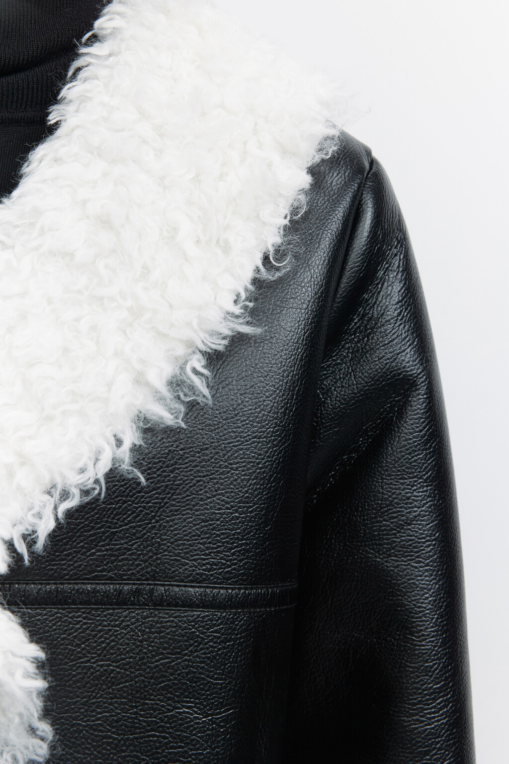 Дубленка-афганка длинная с подкладкой - цвет черный - 5