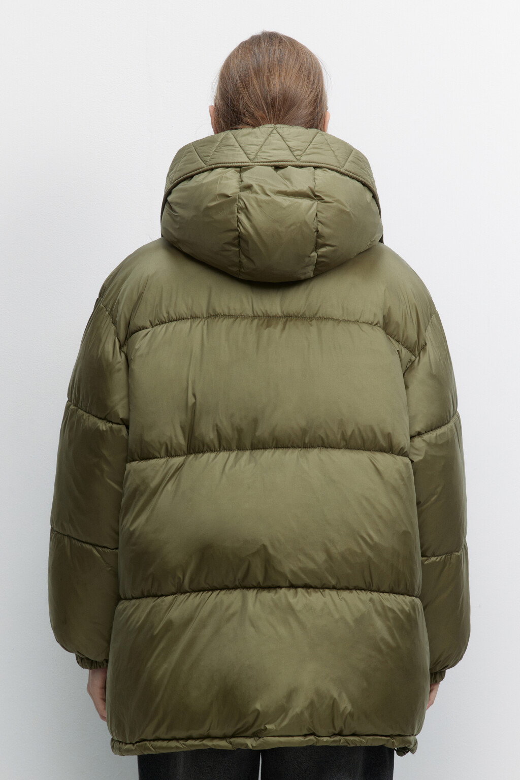 Куртка стеганая утепленная с глубоким капюшоном - цвет зеленый - 4