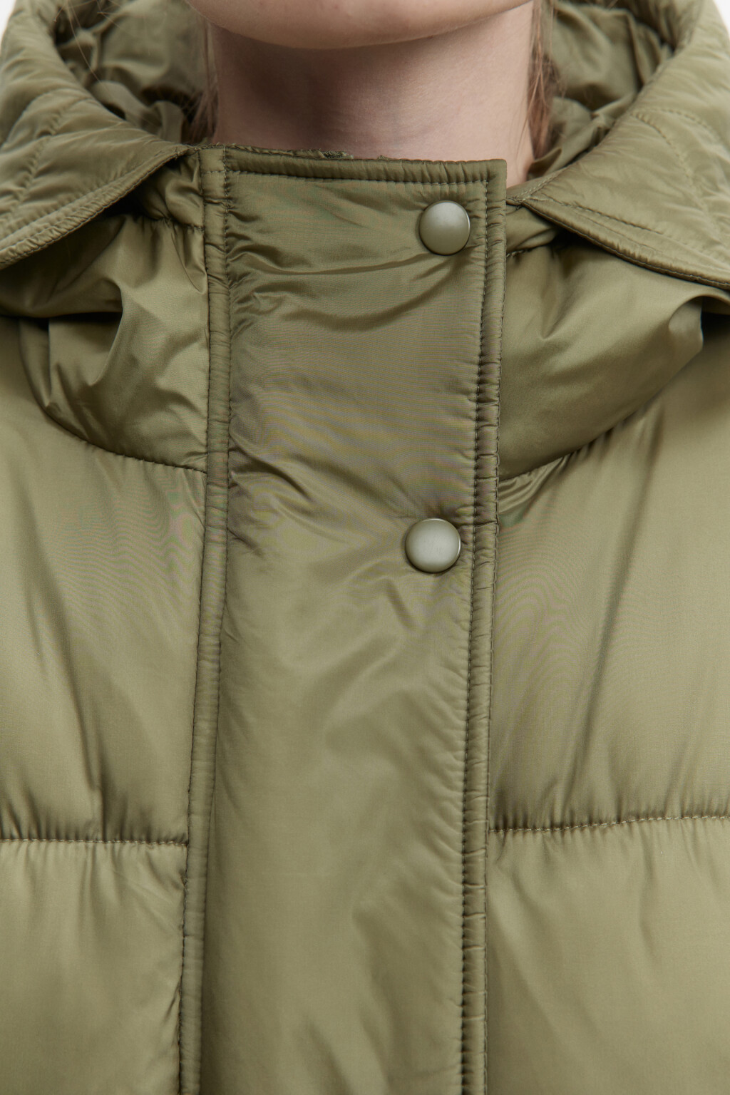 Куртка стеганая утепленная с глубоким капюшоном - цвет зеленый - 6