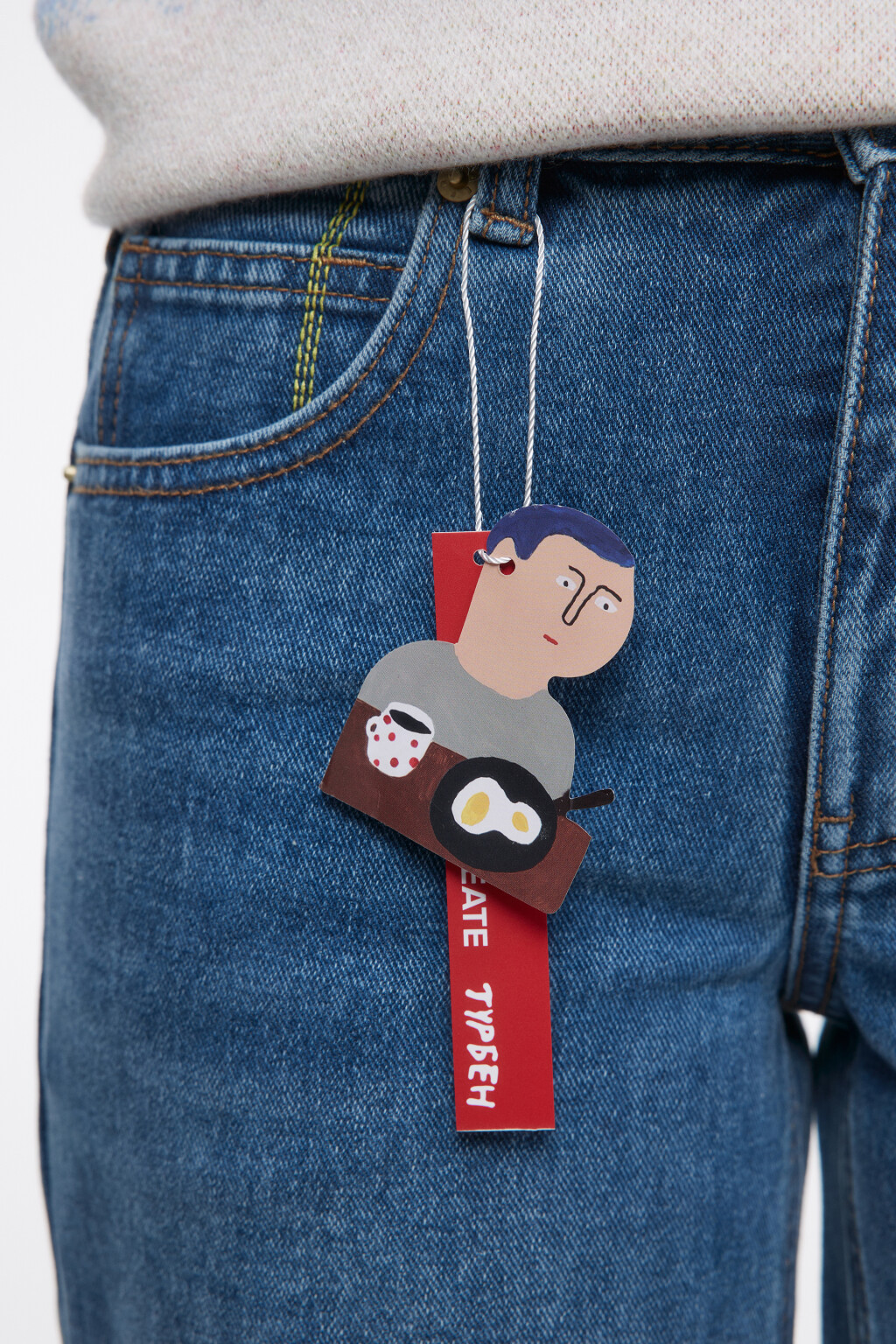 Джинсы широкие с патчем с собачками - цвет голубой - 8