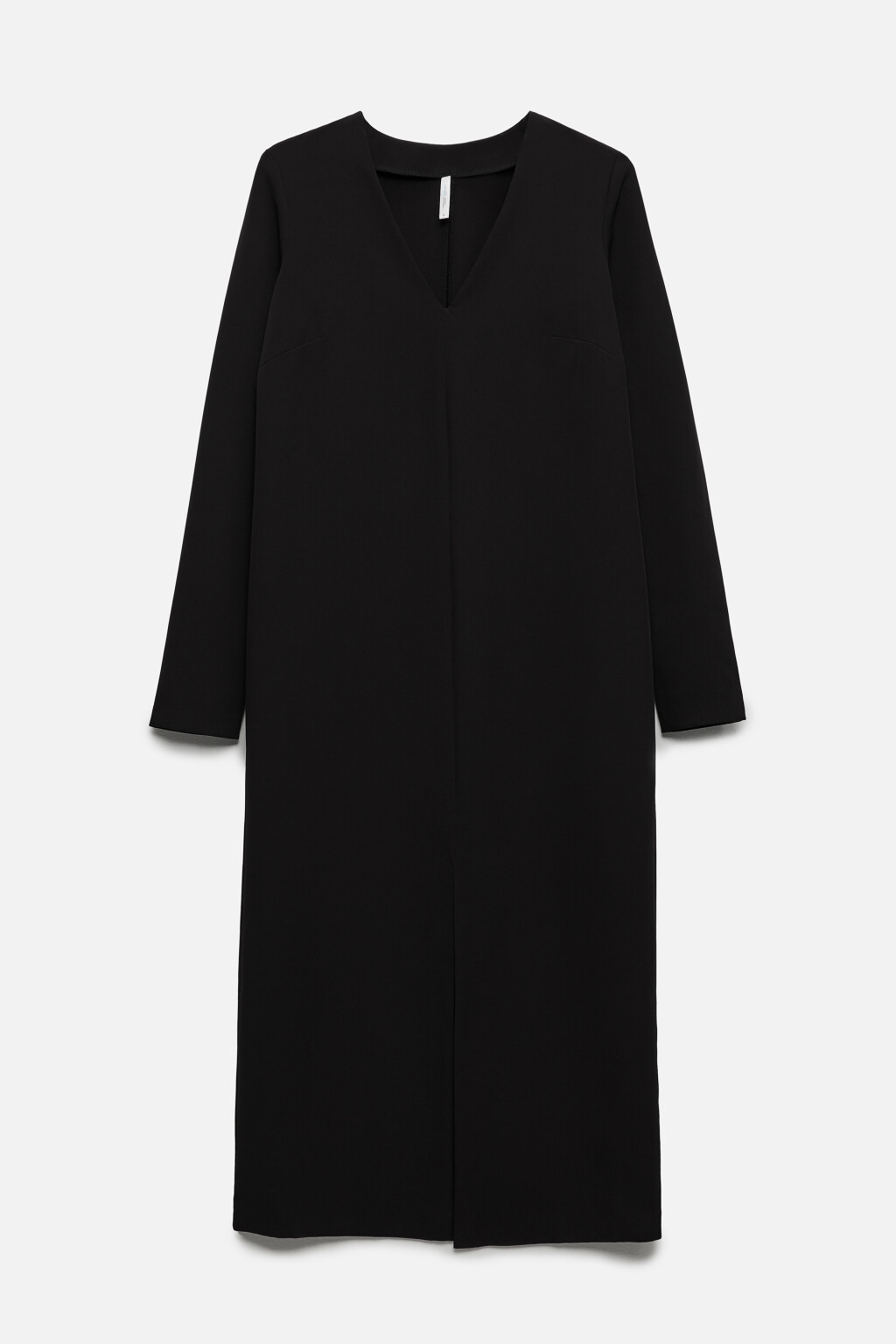 Платье миди прямое с длинными рукавами и разрезом - цвет черный - 8