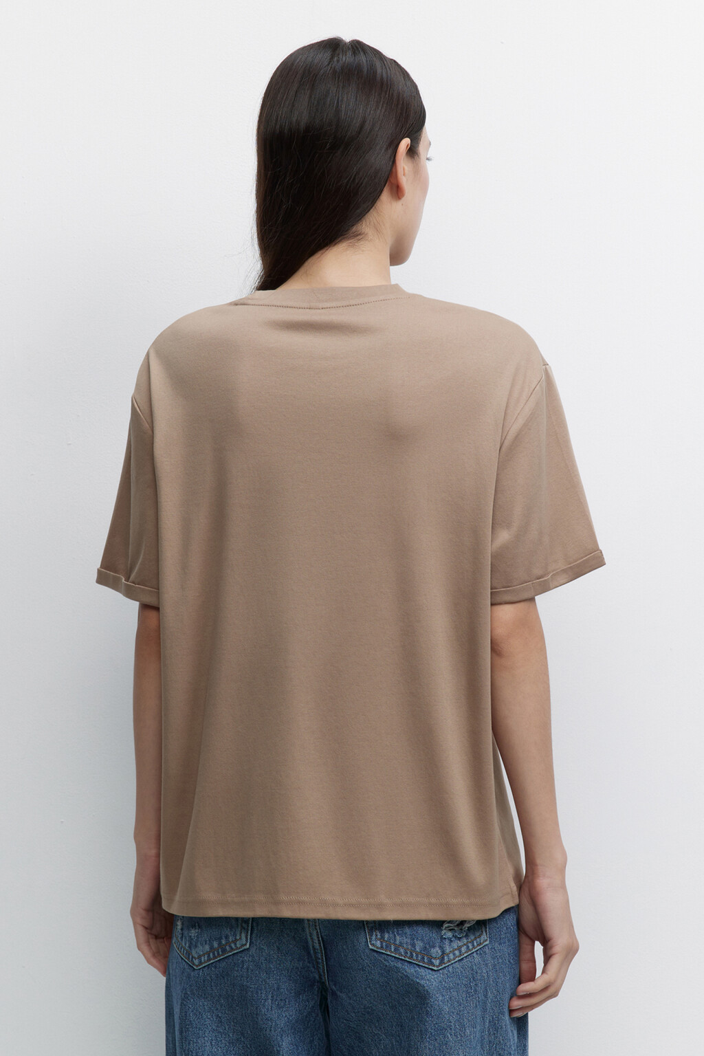 Футболка oversize из мерсеризованного хлопка - цвет бежевый - 4