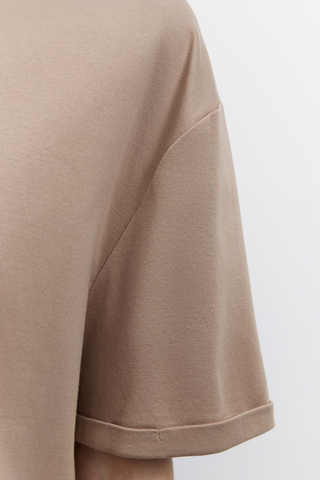 Футболка oversize из мерсеризованного хлопка - цвет бежевый - 6