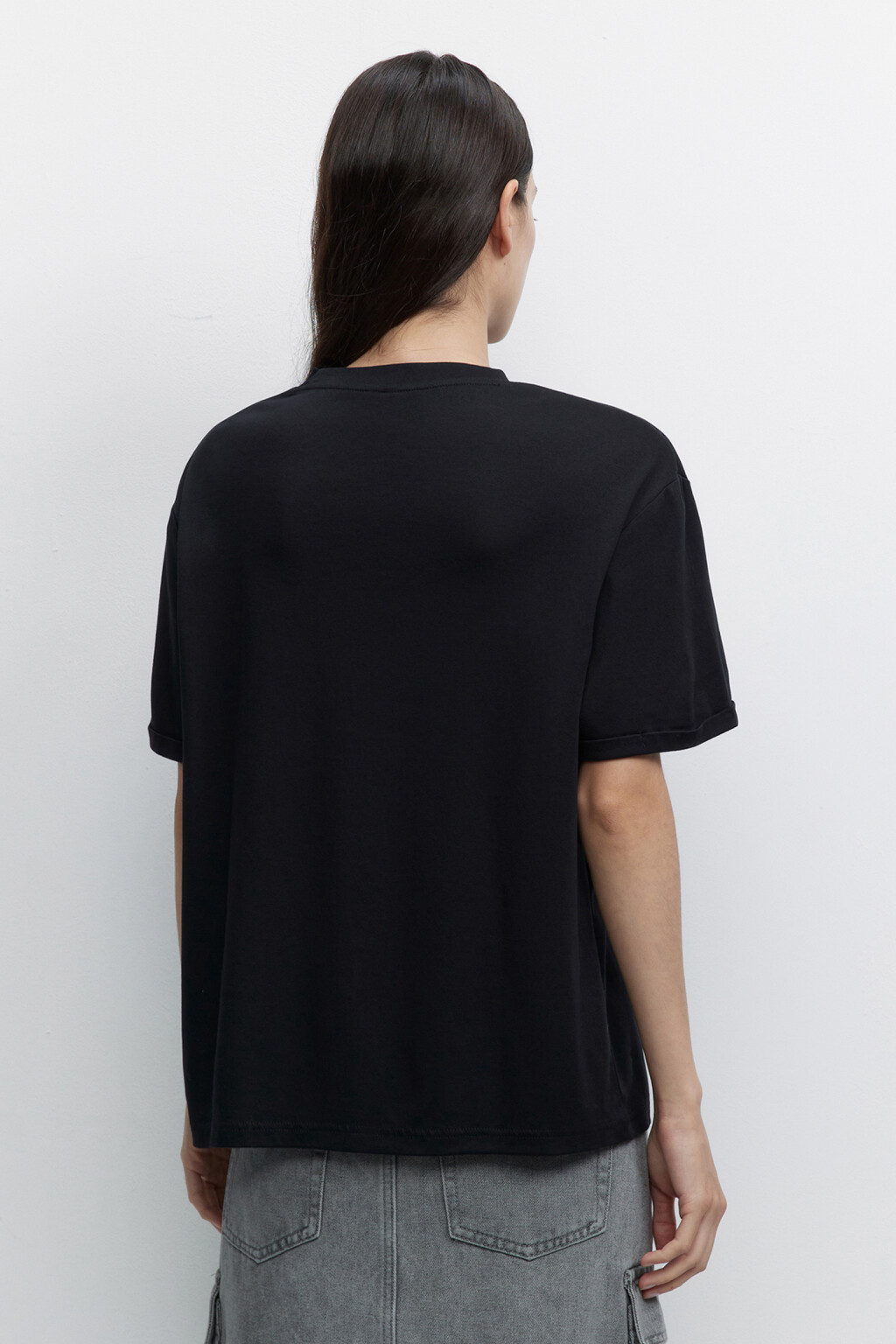 Футболка oversize из мерсеризованного хлопка - цвет черный - 3