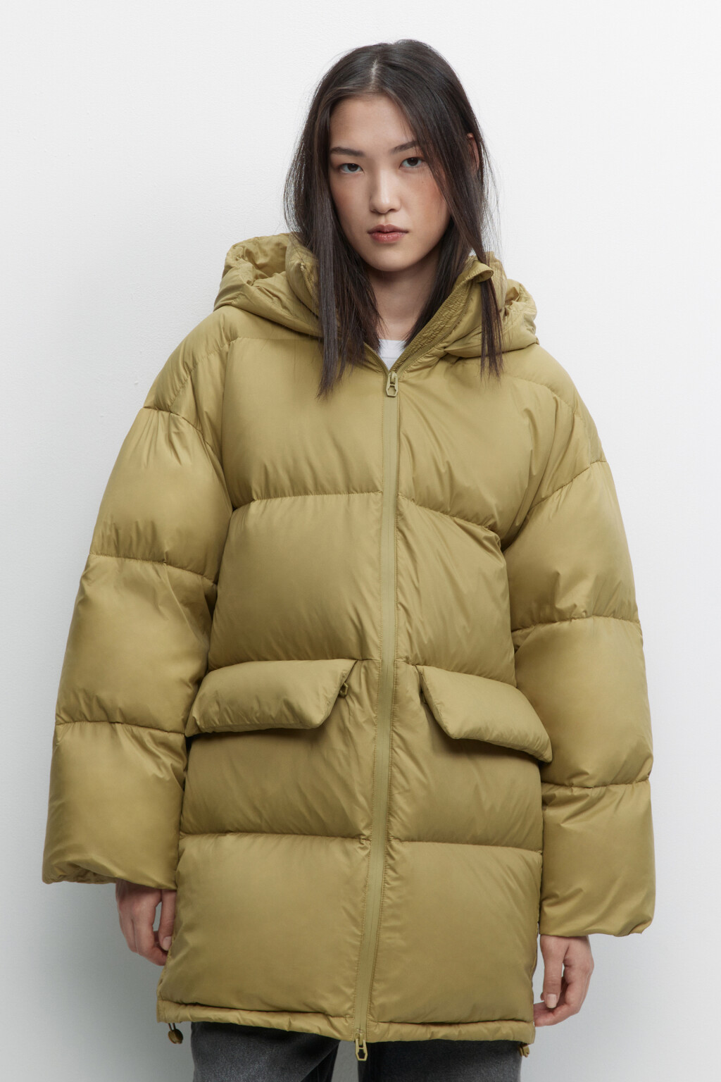 Куртка-пуховик oversize на натуральном утеплителе - цвет зеленый - 2