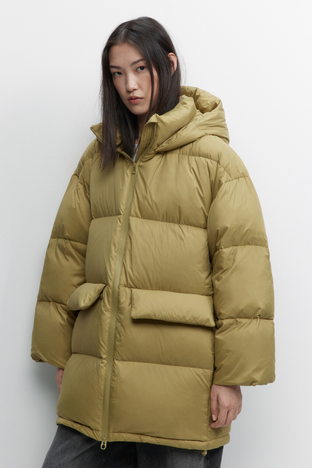Куртка-пуховик oversize на натуральном утеплителе - цвет зеленый - 3