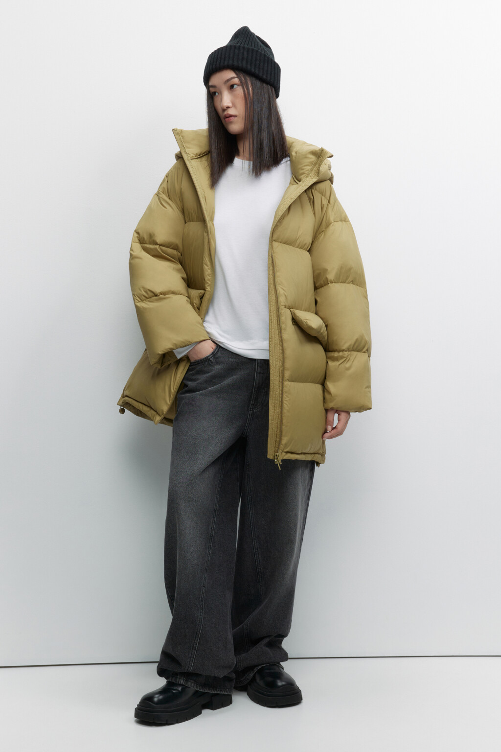 Куртка-пуховик oversize на натуральном утеплителе - цвет зеленый - 5
