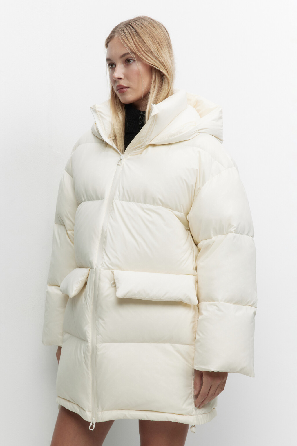 Куртка-пуховик oversize на натуральном утеплителе - цвет молочный - 3