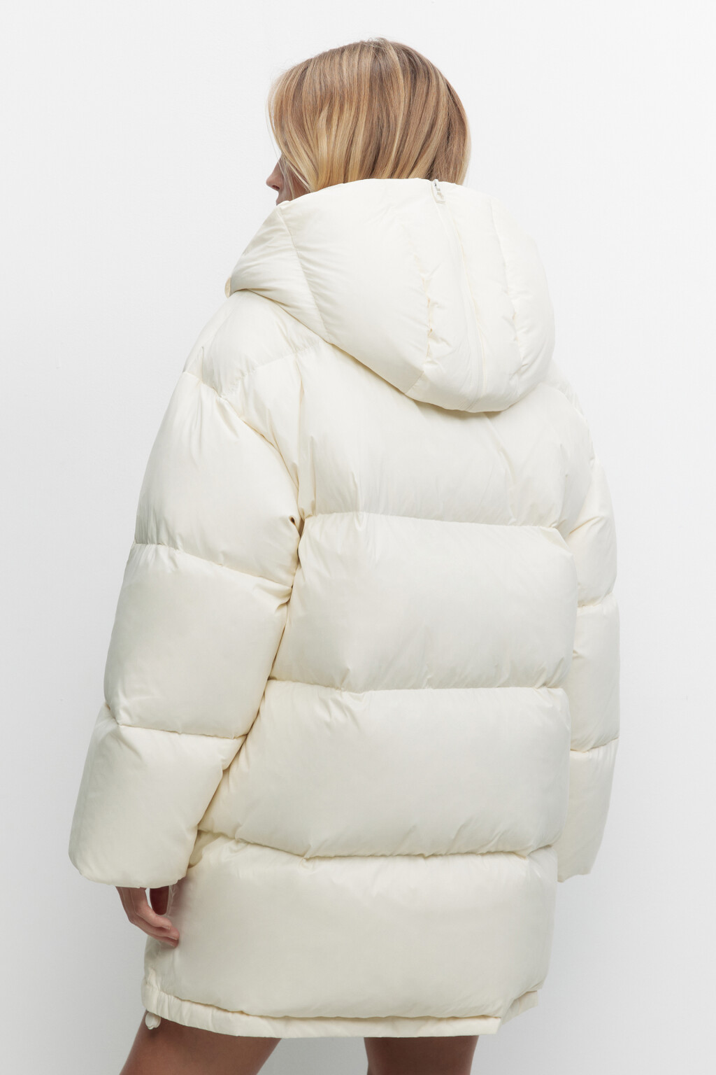 Куртка-пуховик oversize на натуральном утеплителе - цвет молочный - 4
