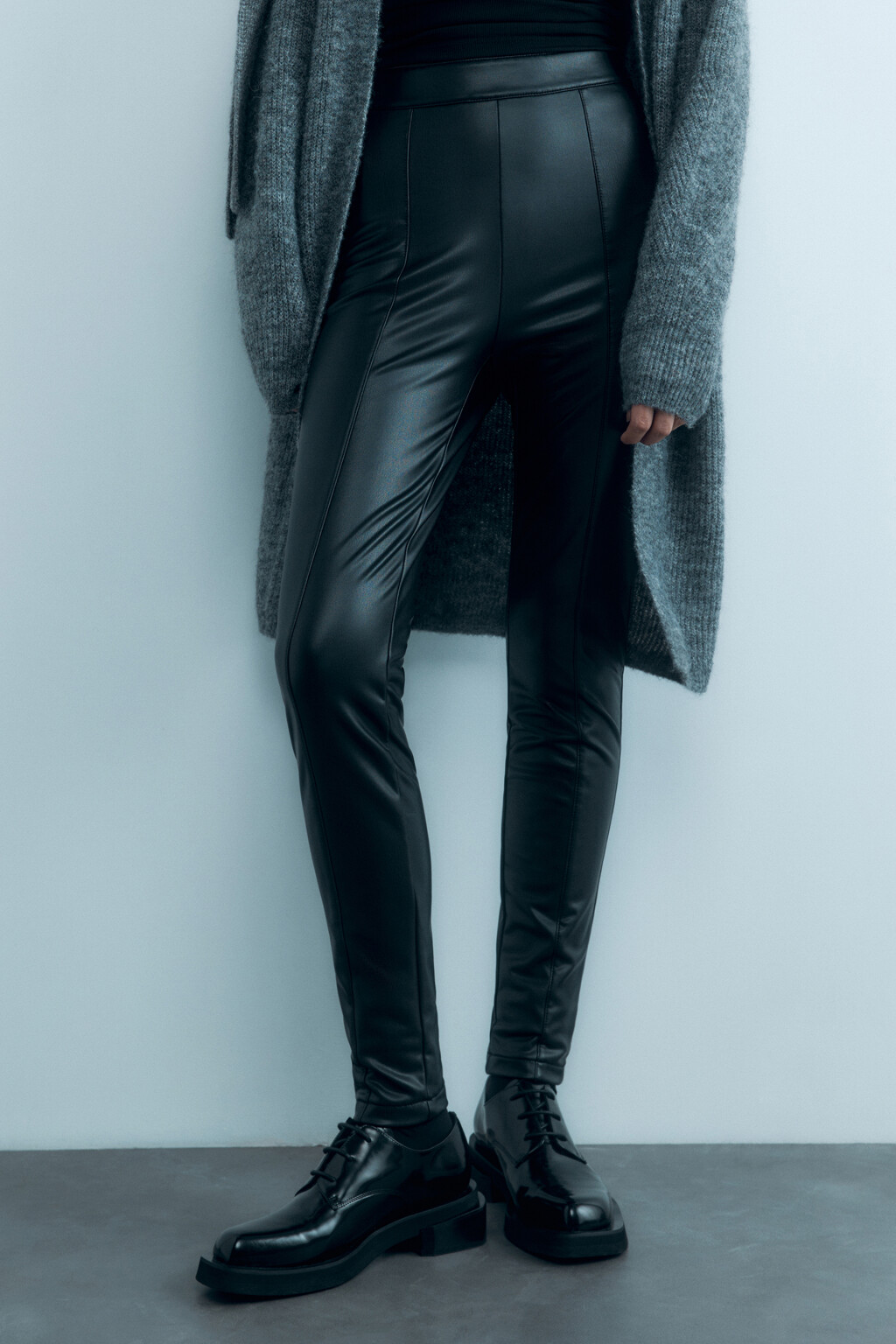 Брюки-леггинсы облегающие с высокой посадкой - цвет черный - 7