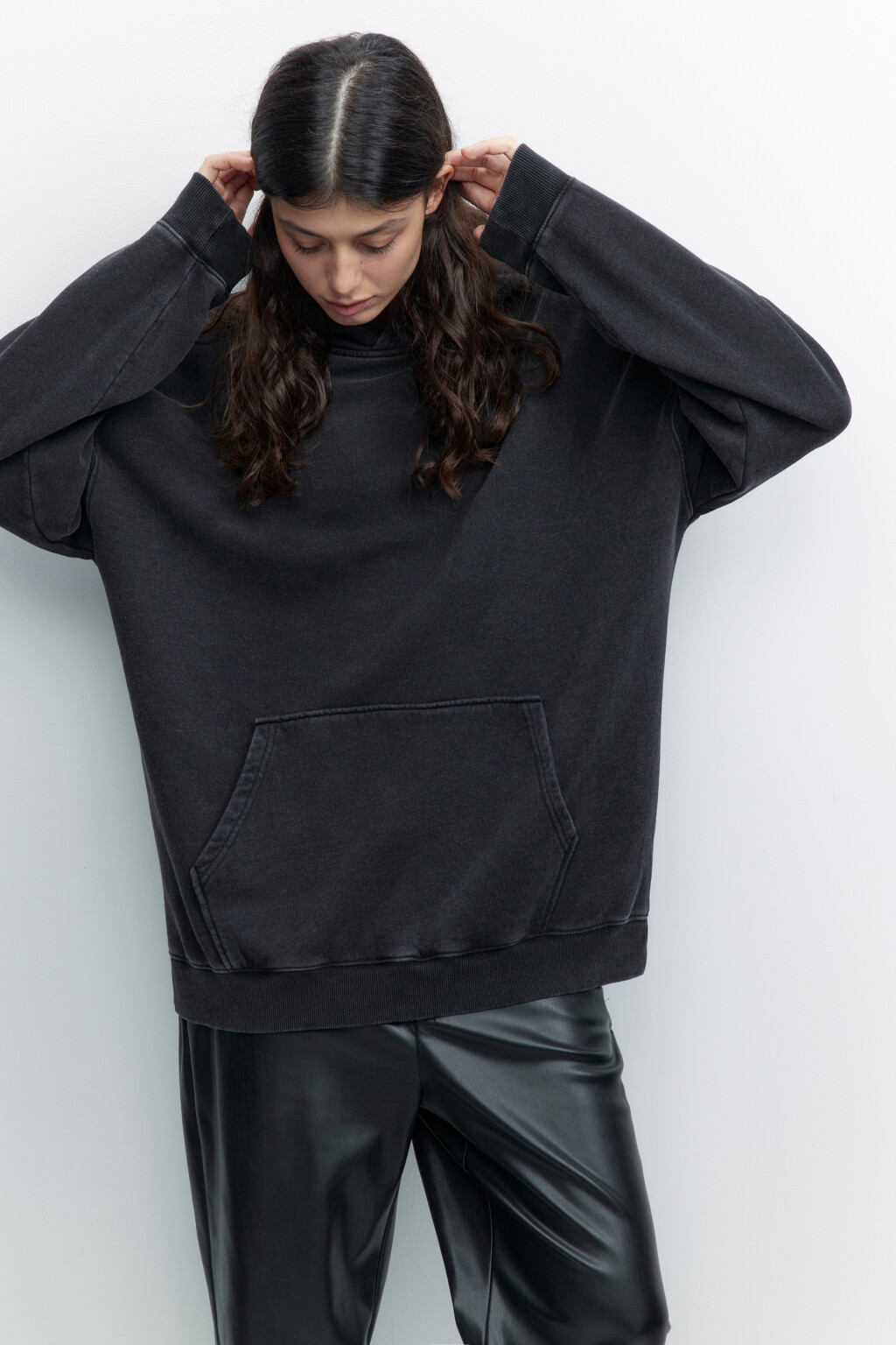 Худи oversize утепленная с состаренным эффектом - цвет серый - 1