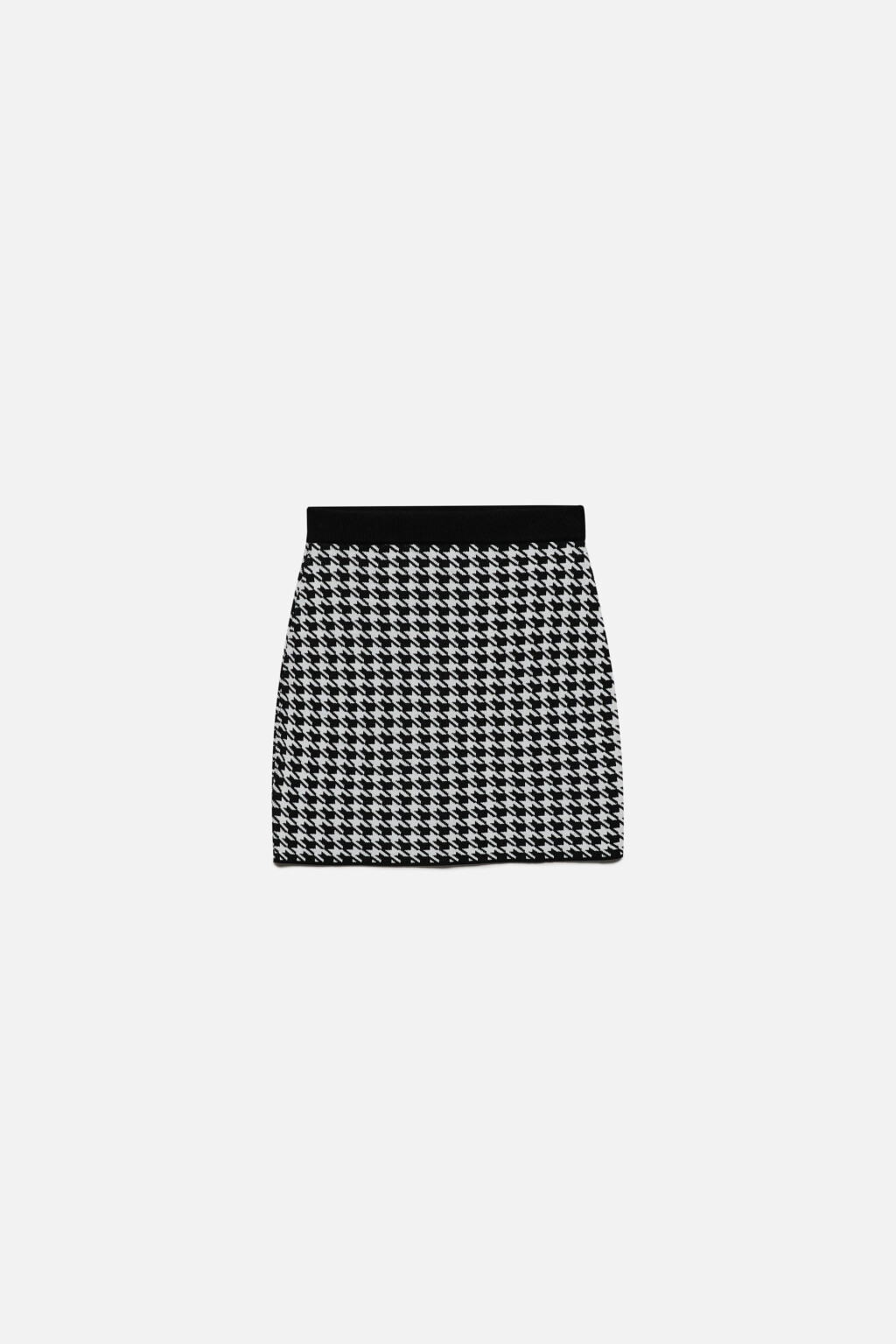 Юбка мини вязаная облегающая с принтом гусиная лапка - цвет черный - 10