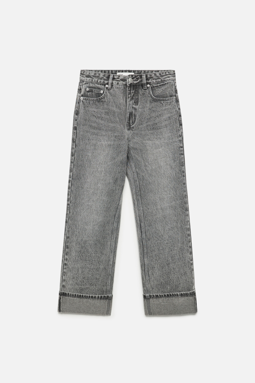 Джинсы straight fit прямые с широкими подворотами - цвет серый - 8