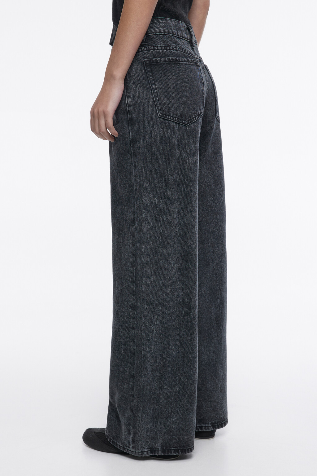 Джинсы широкие удлиненные со средней посадкой - цвет серый - 4
