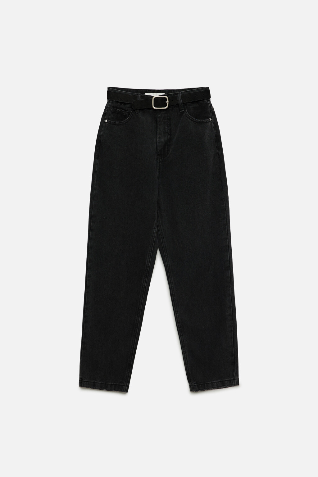 Джинсы mom's с ремнем из искусственной кожи - цвет черный - 8