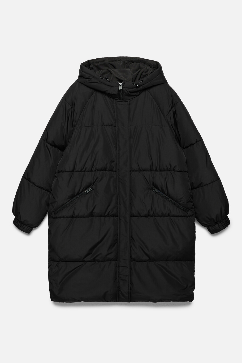 Пальто стеганое дутое с капюшоном и воротником - цвет черный - 12