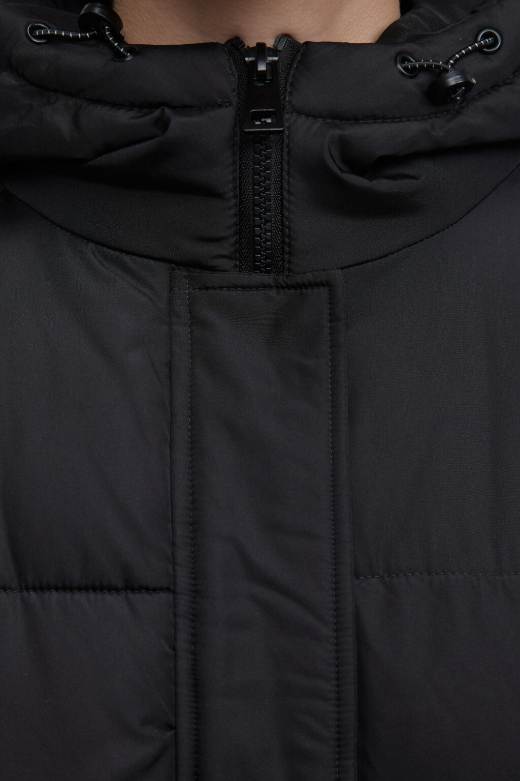 Пальто стеганое дутое с капюшоном и воротником - цвет черный - 5
