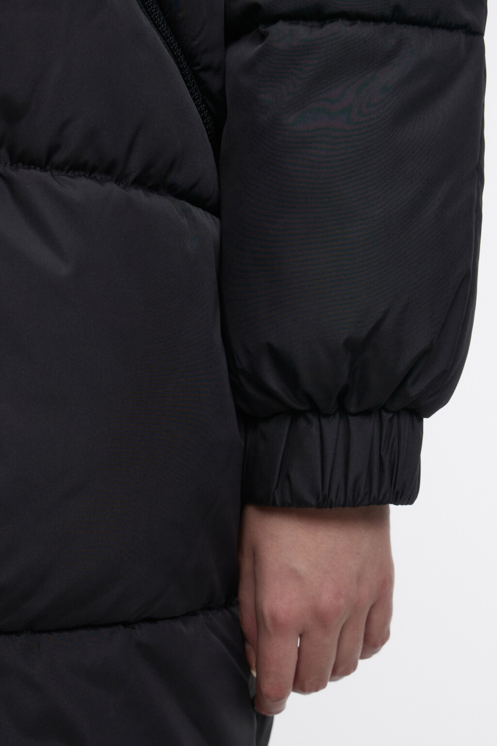 Пальто стеганое дутое с капюшоном и воротником - цвет черный - 7