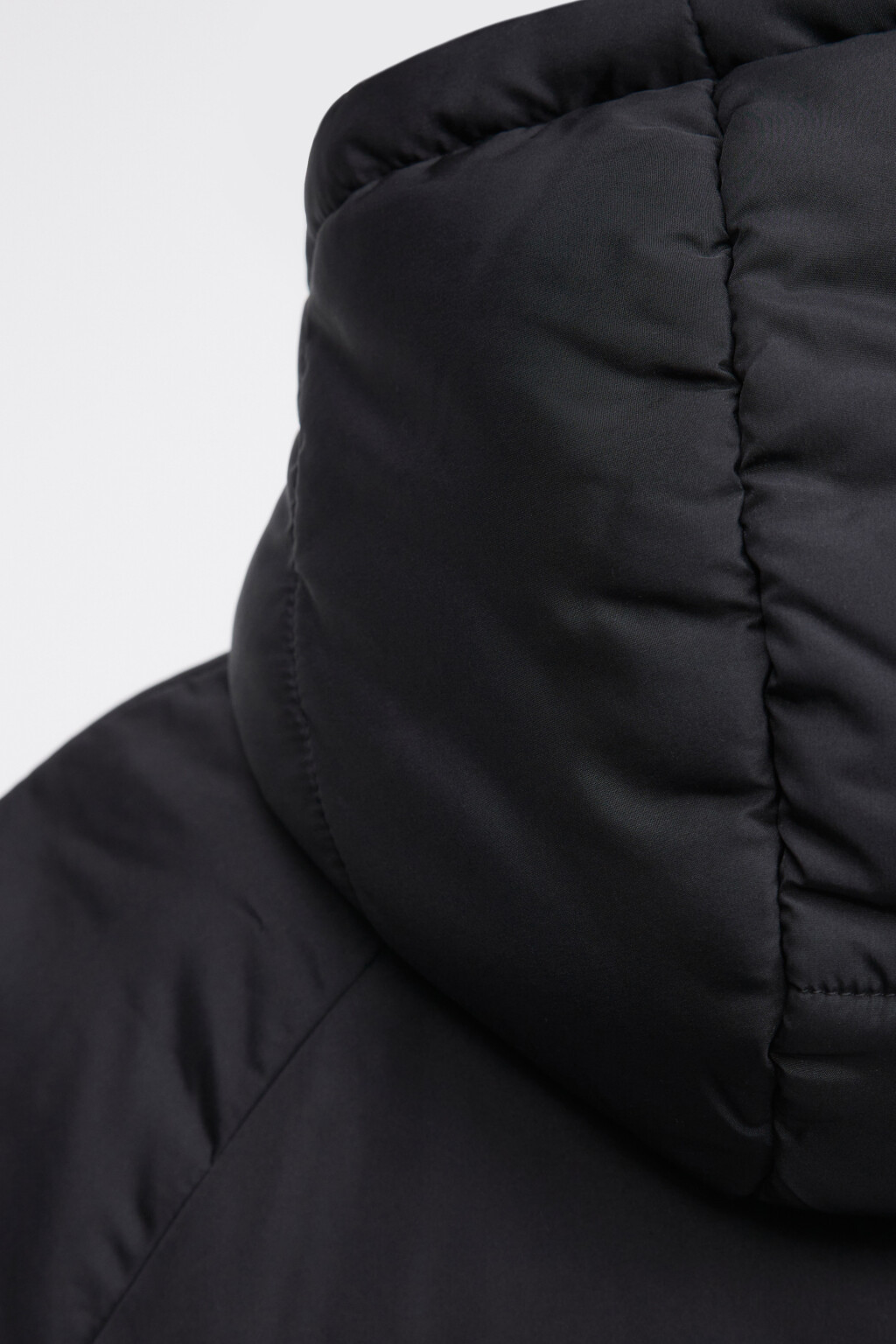 Пальто стеганое дутое с капюшоном и воротником - цвет черный - 8